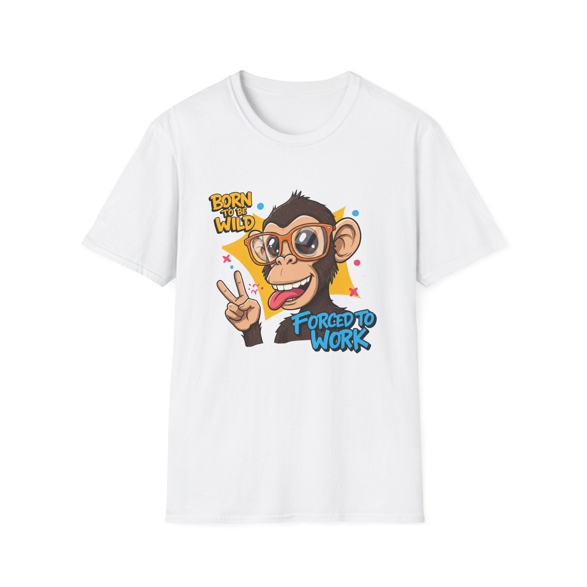 "Born to be Wild, Forced to Work" Funny Monkey Graphic T-Shirt