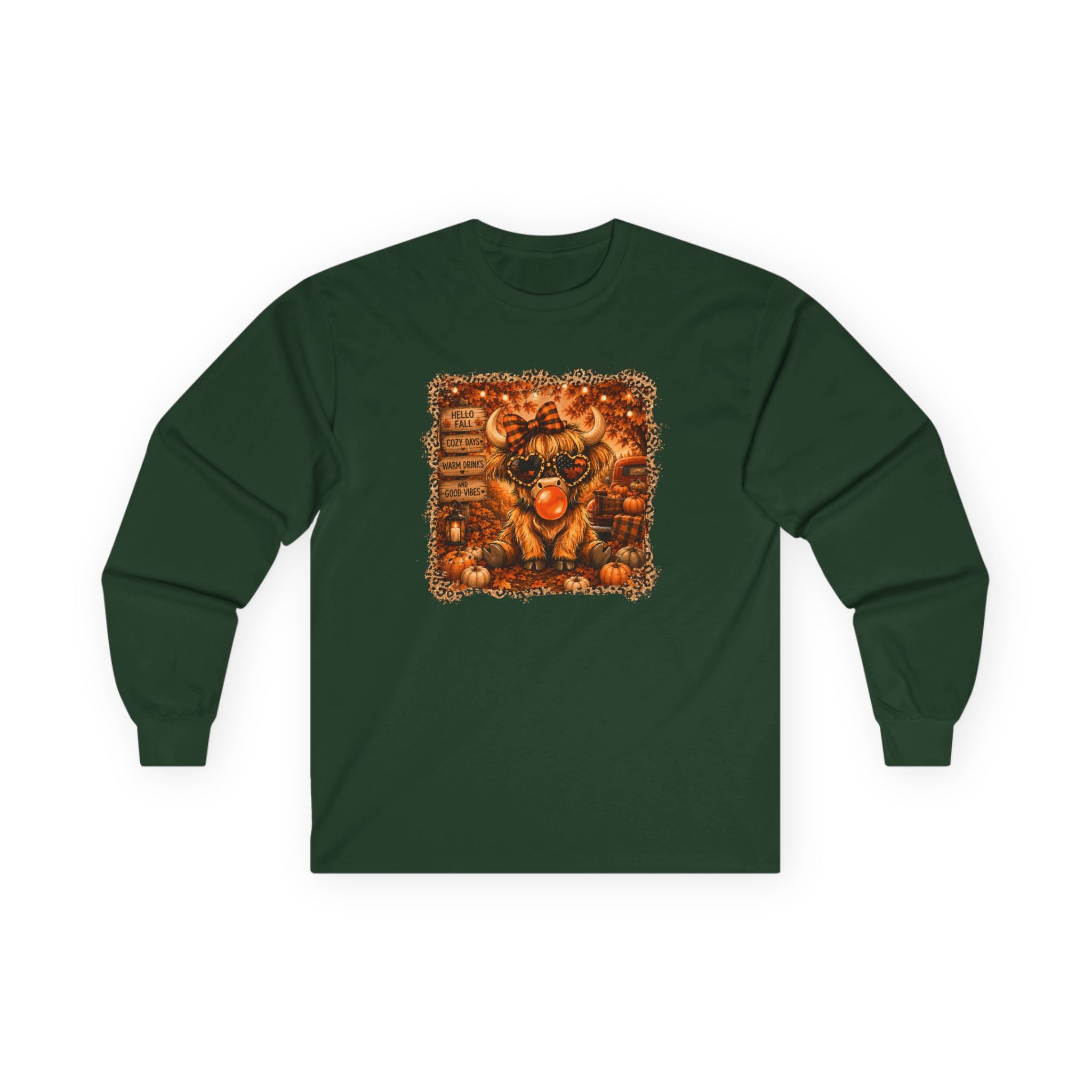 "Hello Fall" Cozy Cow Long Sleeve Tee