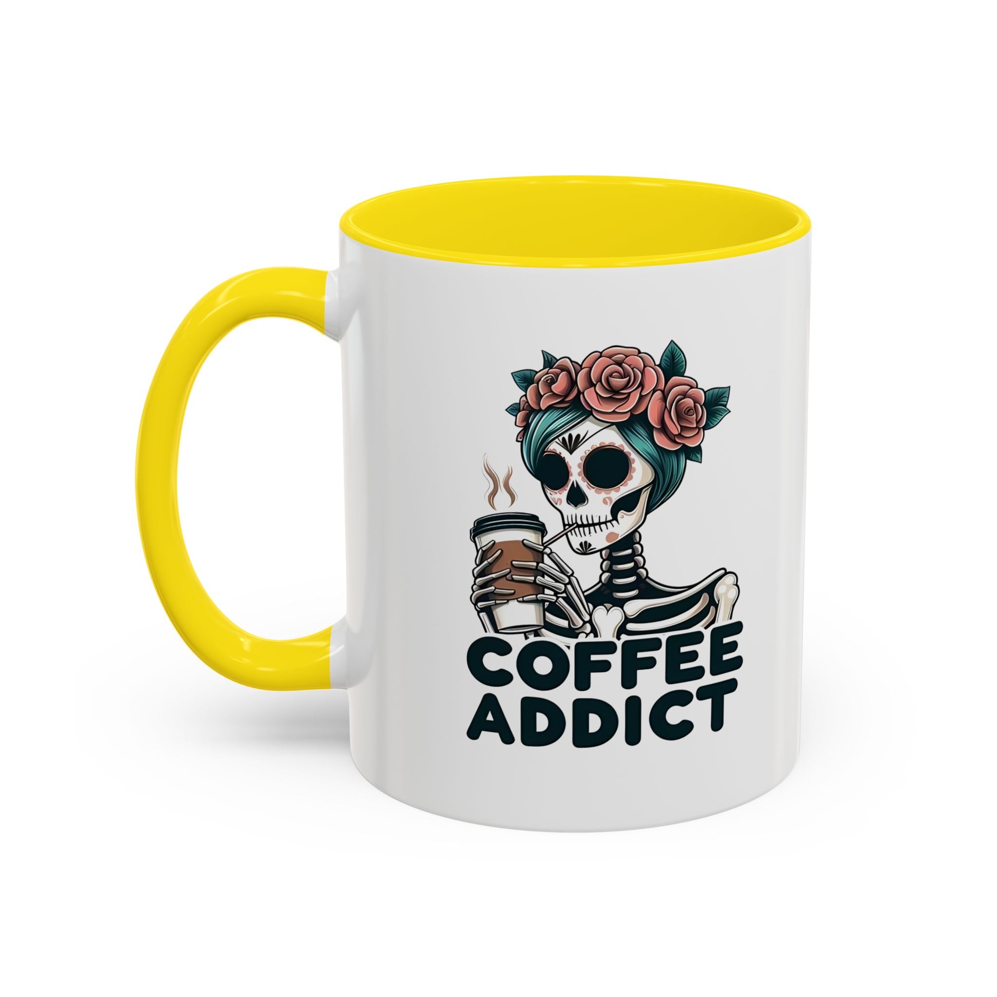 Coffee Addict Floral Accent Mug — 11/15oz Ceramic Coffee Lover Gift