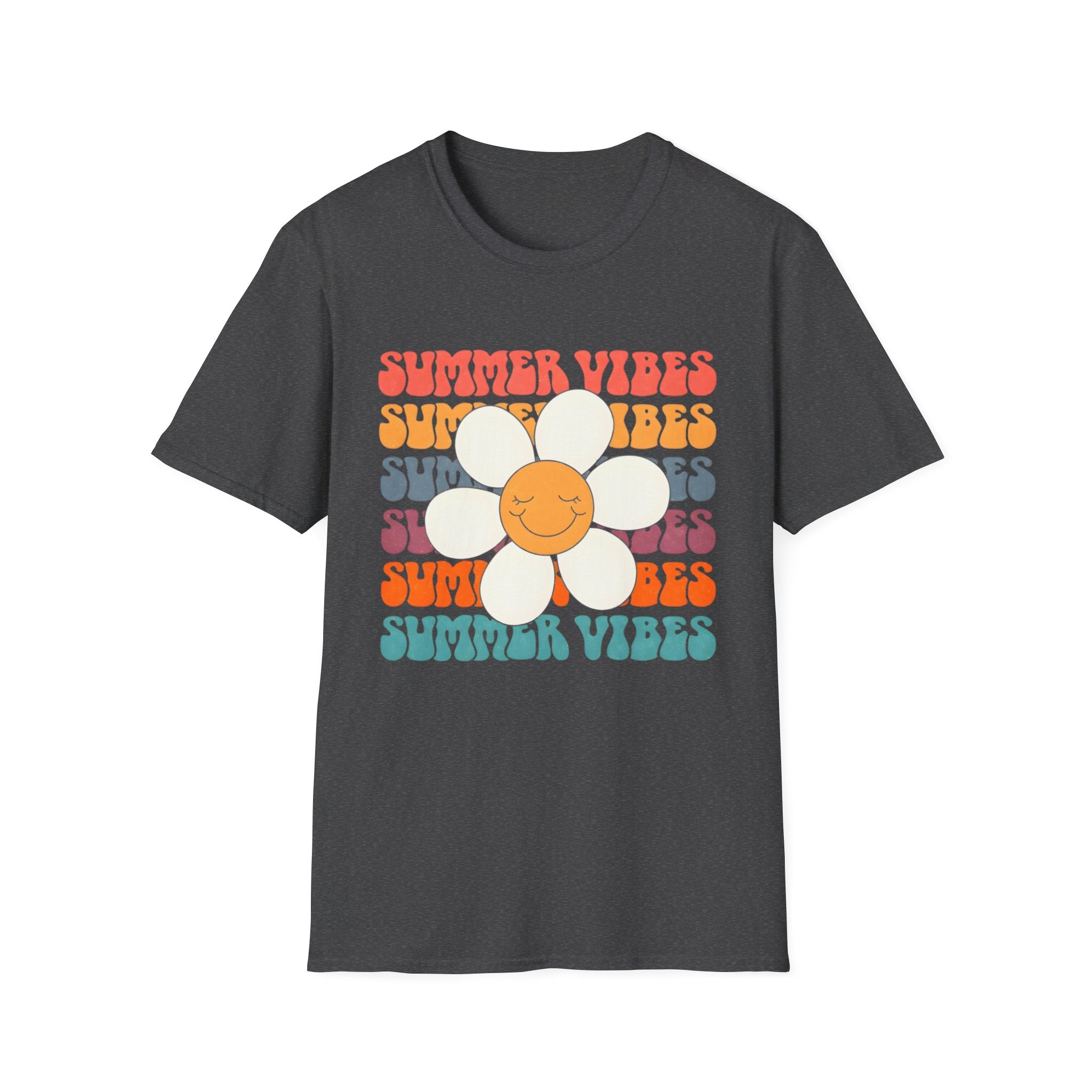Summer Vibes Daisy Retro Floral Graphic Tee