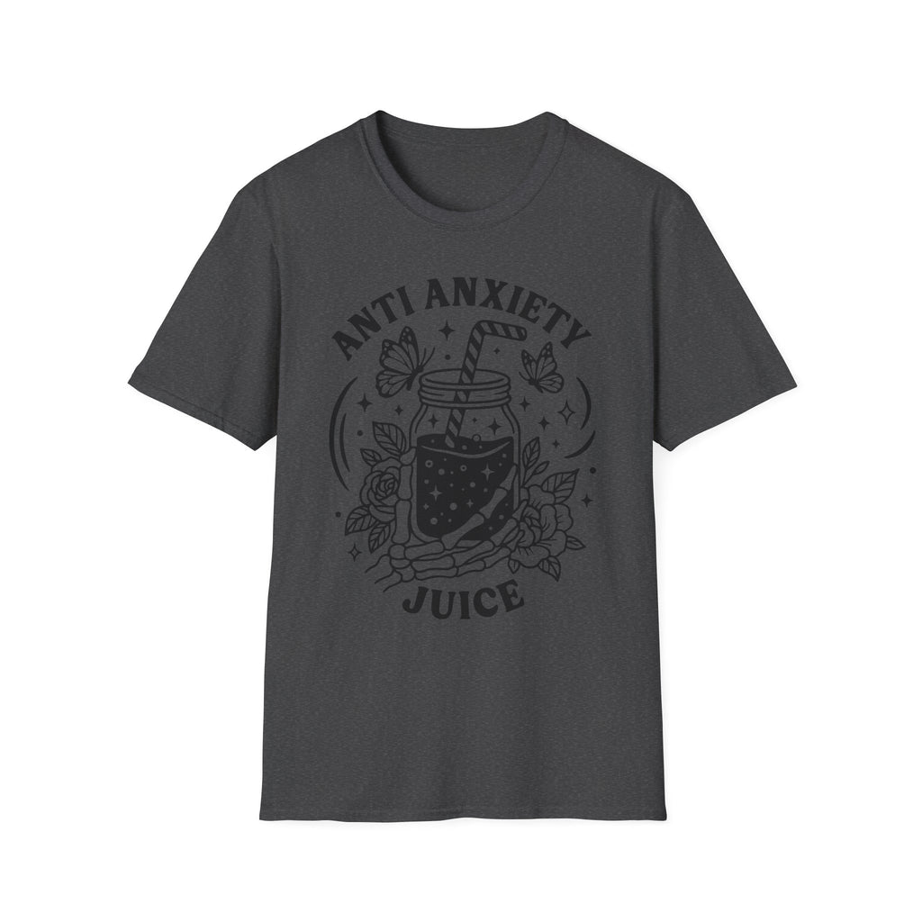 Anti-Anxiety Juice Cute Mason Jar Graphic Tee for Stress Relief & Self-Care