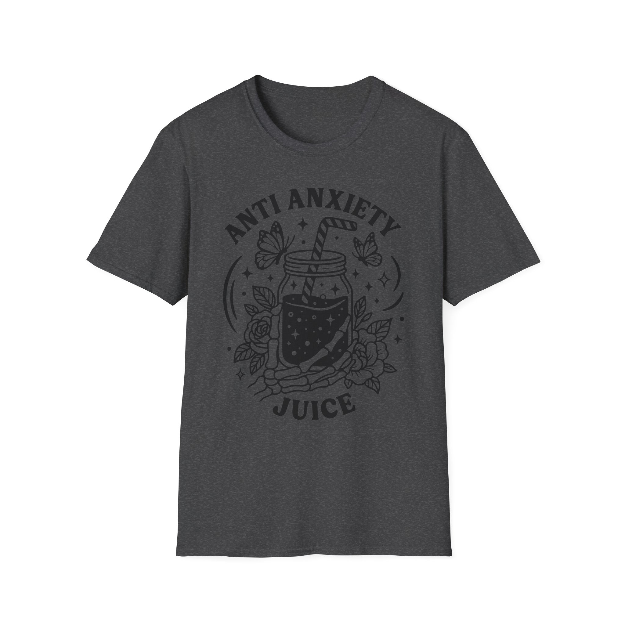 Anti-Anxiety Juice Cute Mason Jar Graphic Tee for Stress Relief & Self-Care