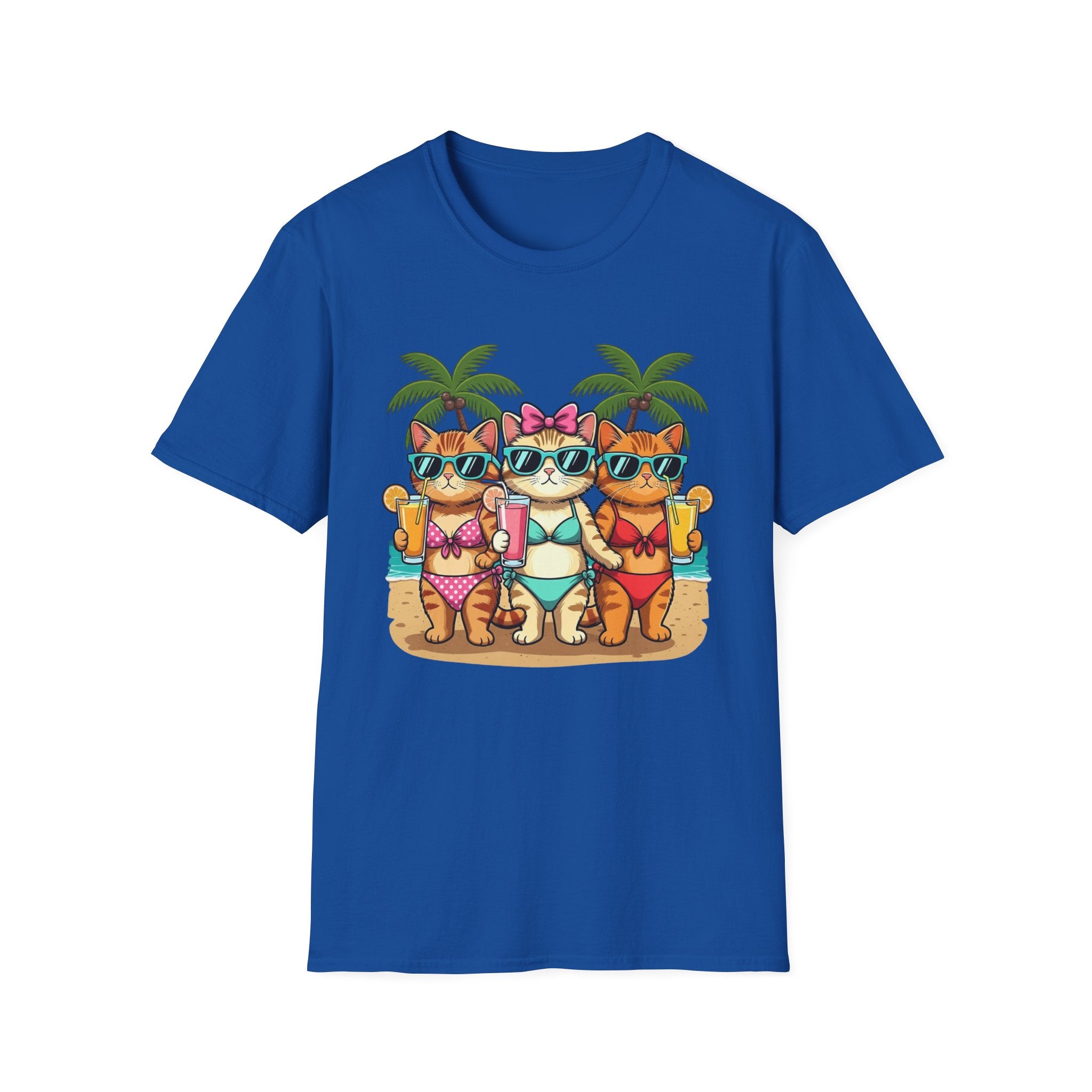 Cute Summer Cat Beach Trio in Sunglasses Graphic Tee