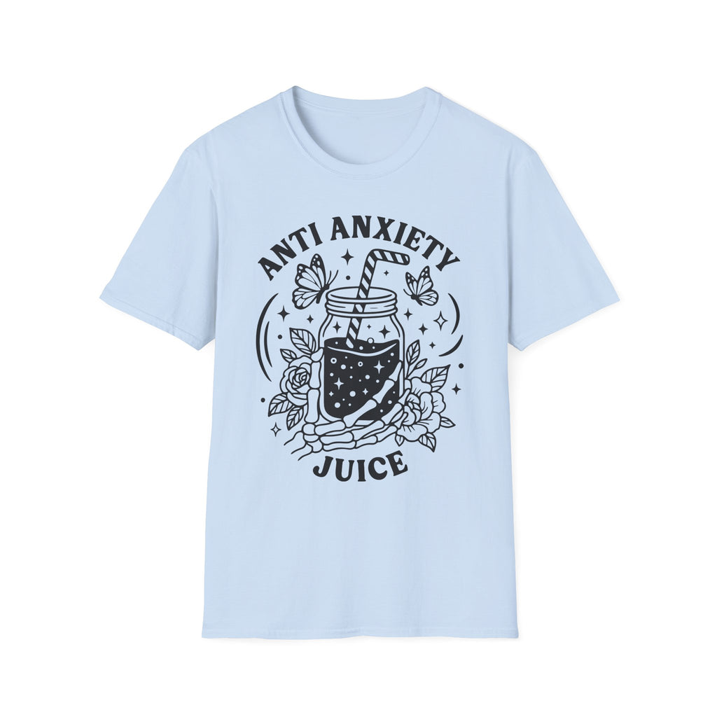 Anti-Anxiety Juice Cute Mason Jar Graphic Tee for Stress Relief & Self-Care