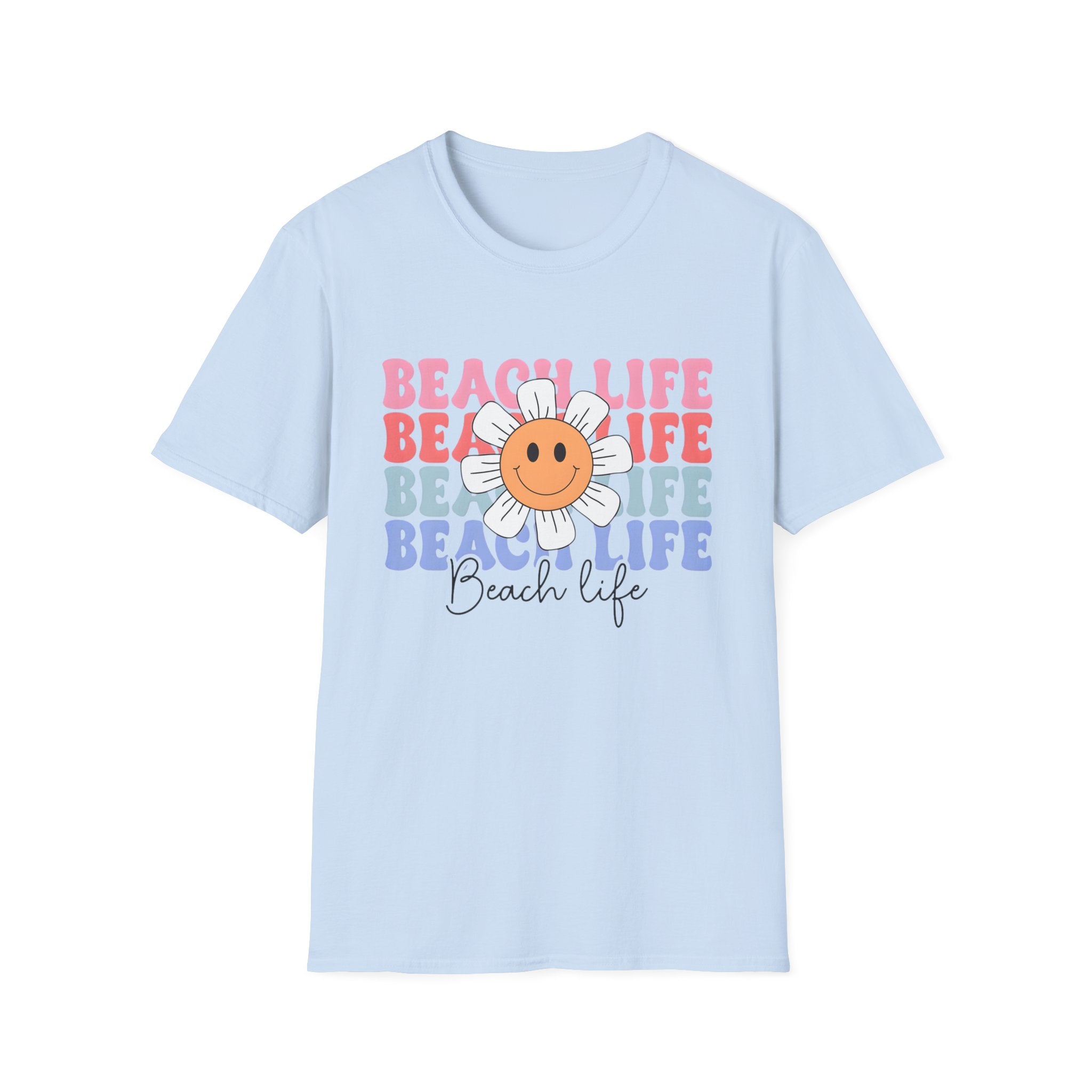 Beach Life Daisy Retro Smile Sun Graphic T‑Shirt