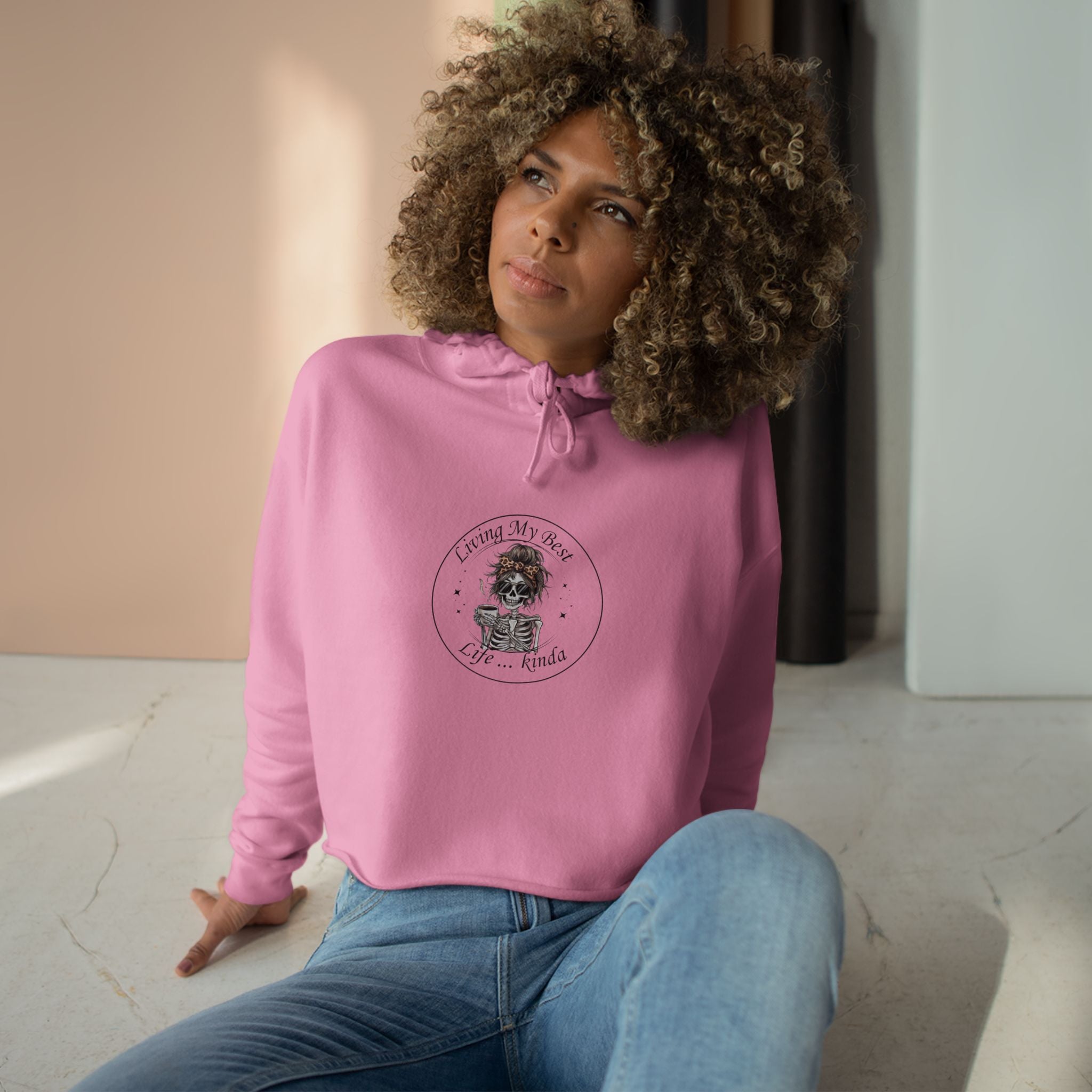 “Capture the Moment”-Vintage Camera Floral Graphic-Cropped Hoodie