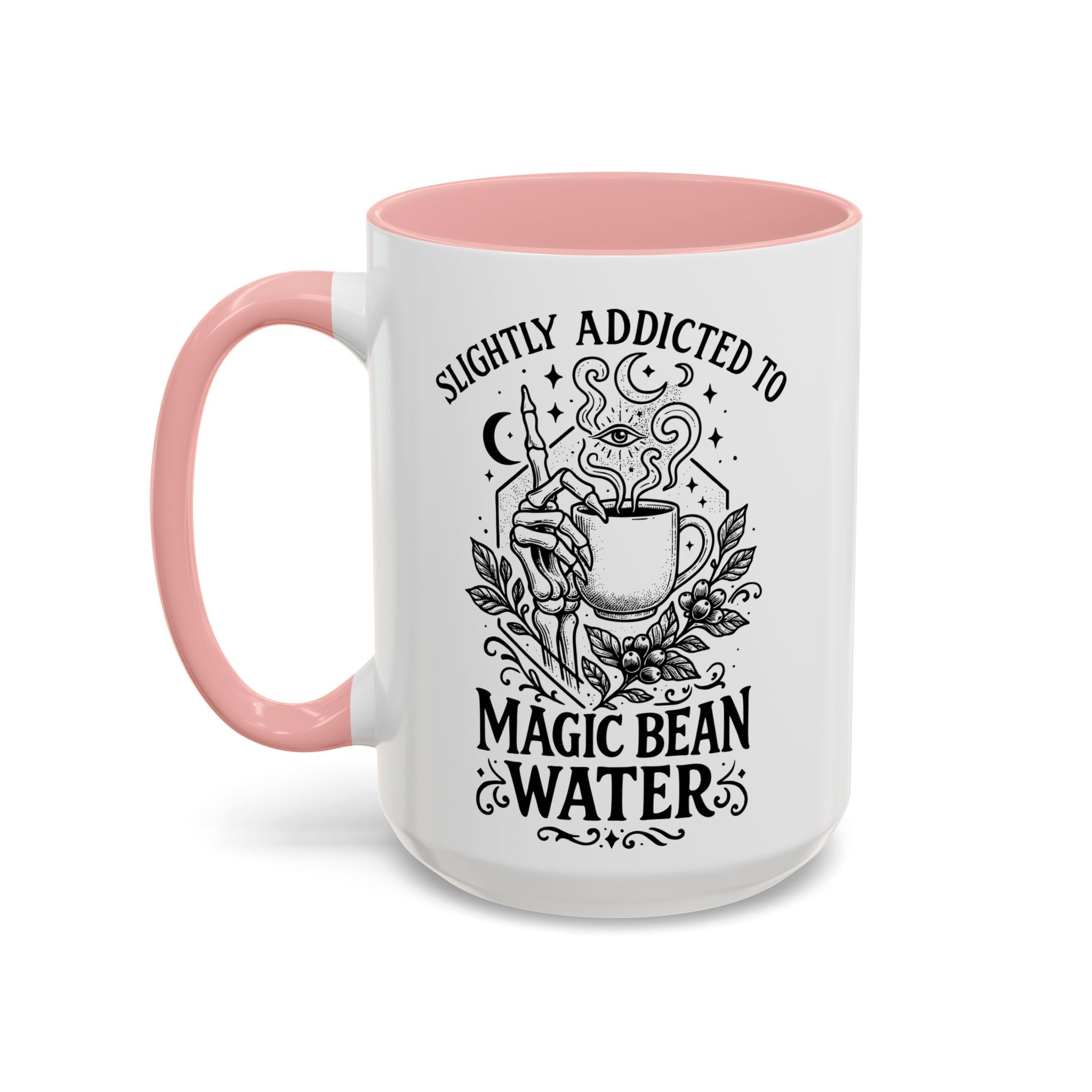 "Slightly Addicted to Magic Bean Water" Floral Accent Coffee Mug – (11/15 oz)