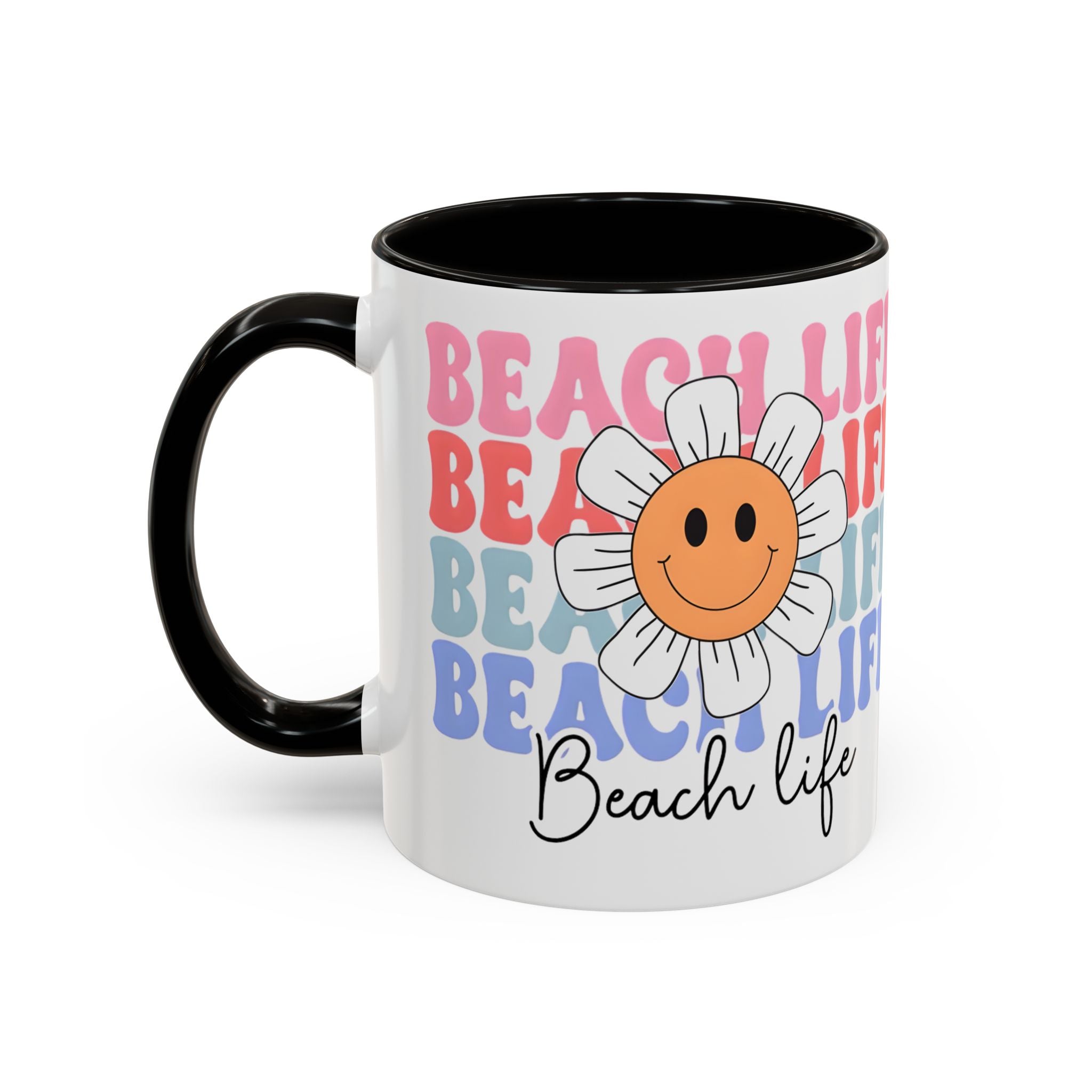 Retro Daisy "Life" Colorful Coffee Mug (11oz & 15oz)