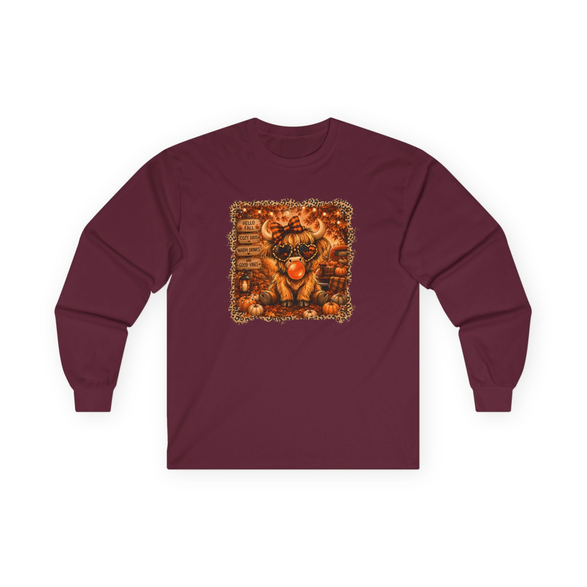 "Hello Fall" Cozy Cow Long Sleeve Tee