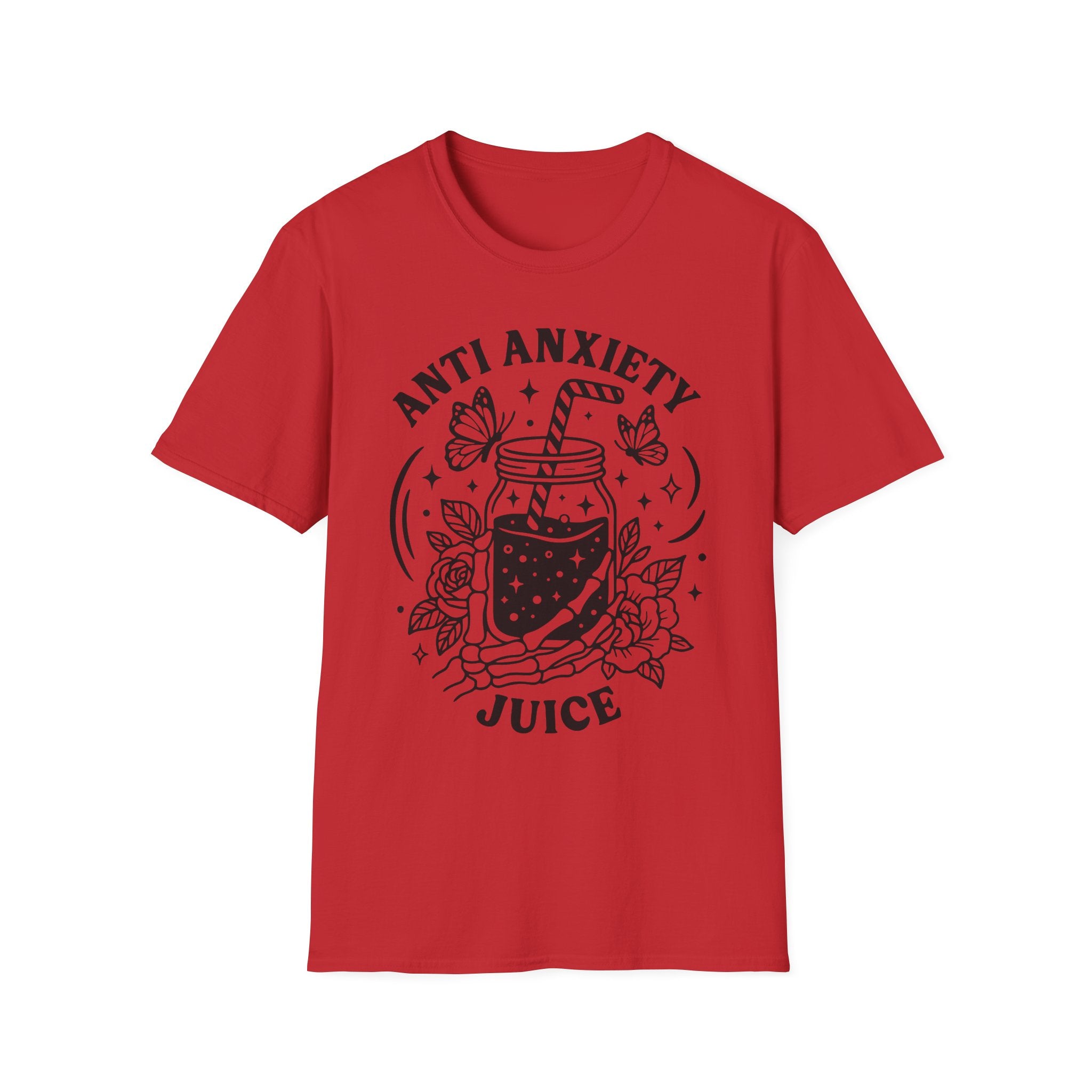 Anti-Anxiety Juice Cute Mason Jar Graphic Tee for Stress Relief & Self-Care