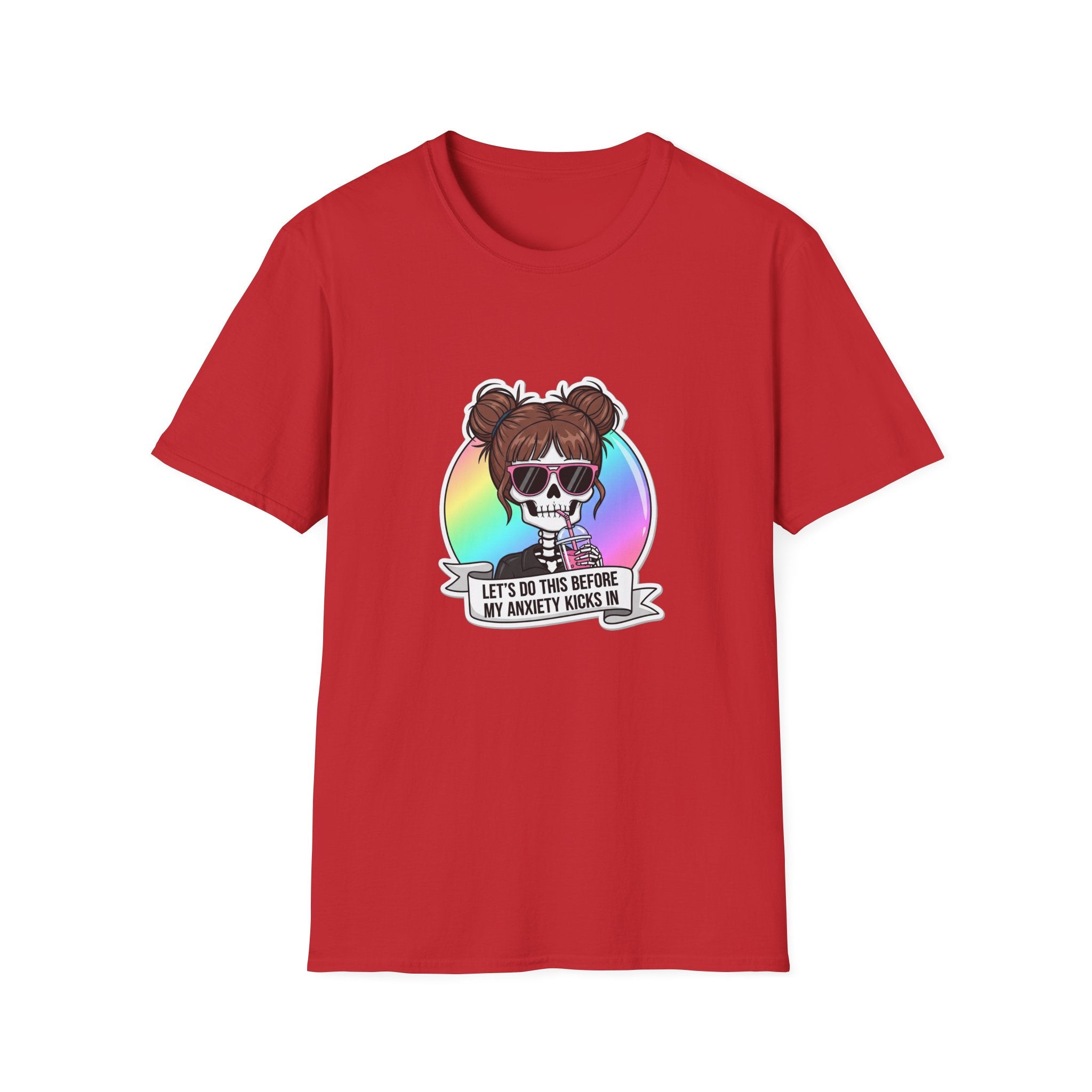 "Let's Do This Before My Anxiety Kicks In" Women's Skull Bun Graphic Tee