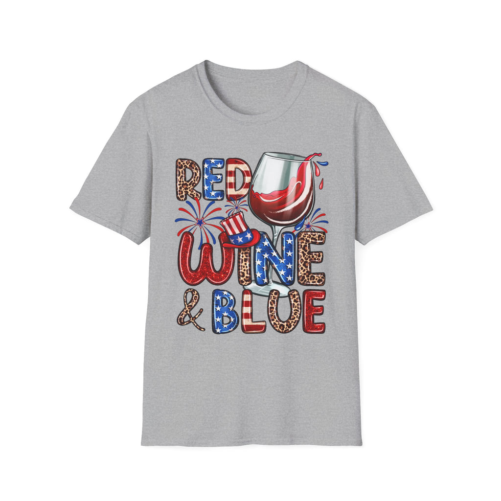 Patriotic "Red Wine & Blue" -4th of July Wine Lover Tee