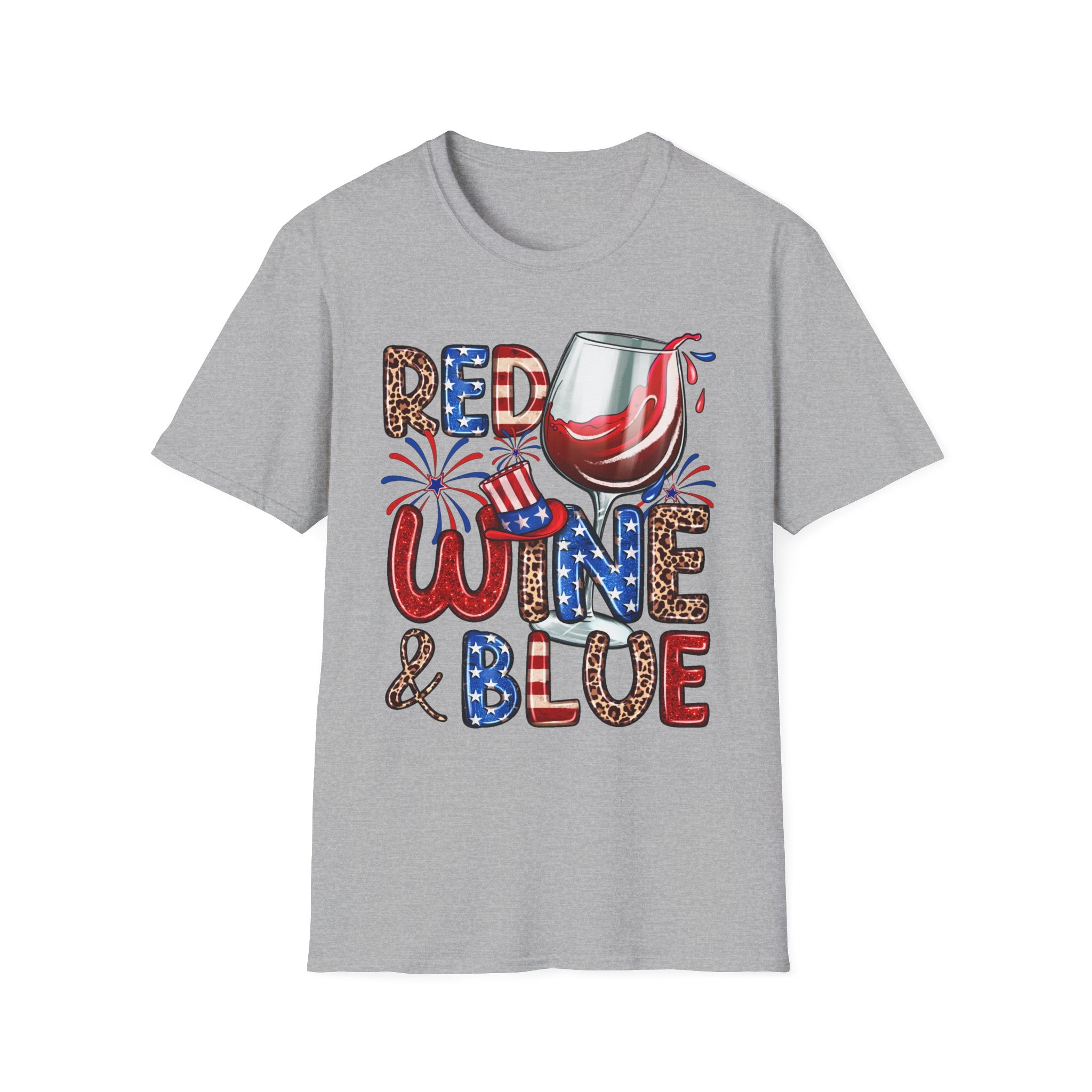 Patriotic "Red Wine & Blue" -4th of July Wine Lover Tee
