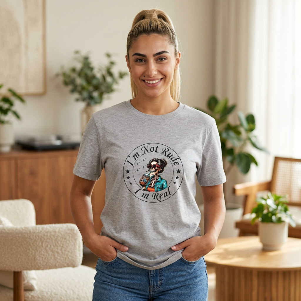 "I’m Not Rude I’m Real" Retro Skull Graphic Tee T-Shirt
