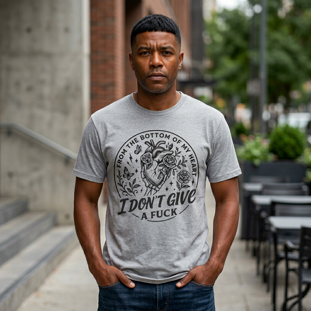 I Don't Give a F*ck T-Shirt — Heart & Roses Graphic Tee