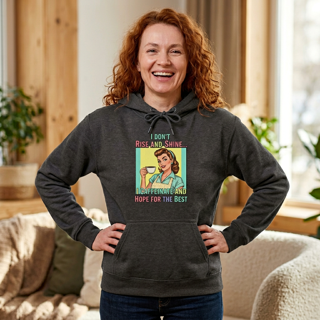 "I Don't Rise and Shine" Graphic Zip-Up Hoodie
