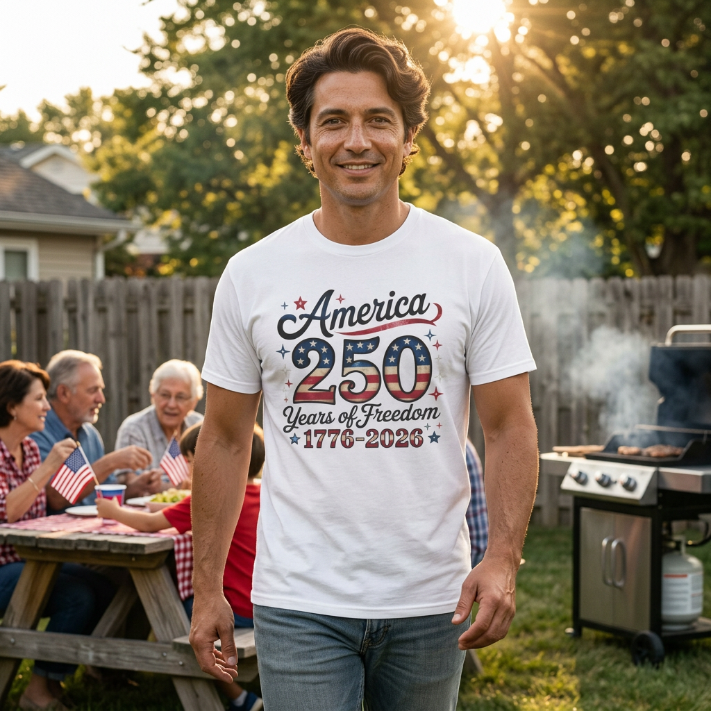America — 250 Years of Freedom 1776–2026 Patriotic Tee