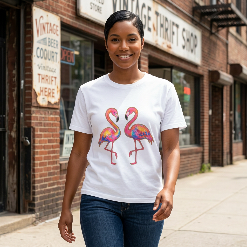 Flamingo Duo Colorful Watercolor Tropical T-Shirt