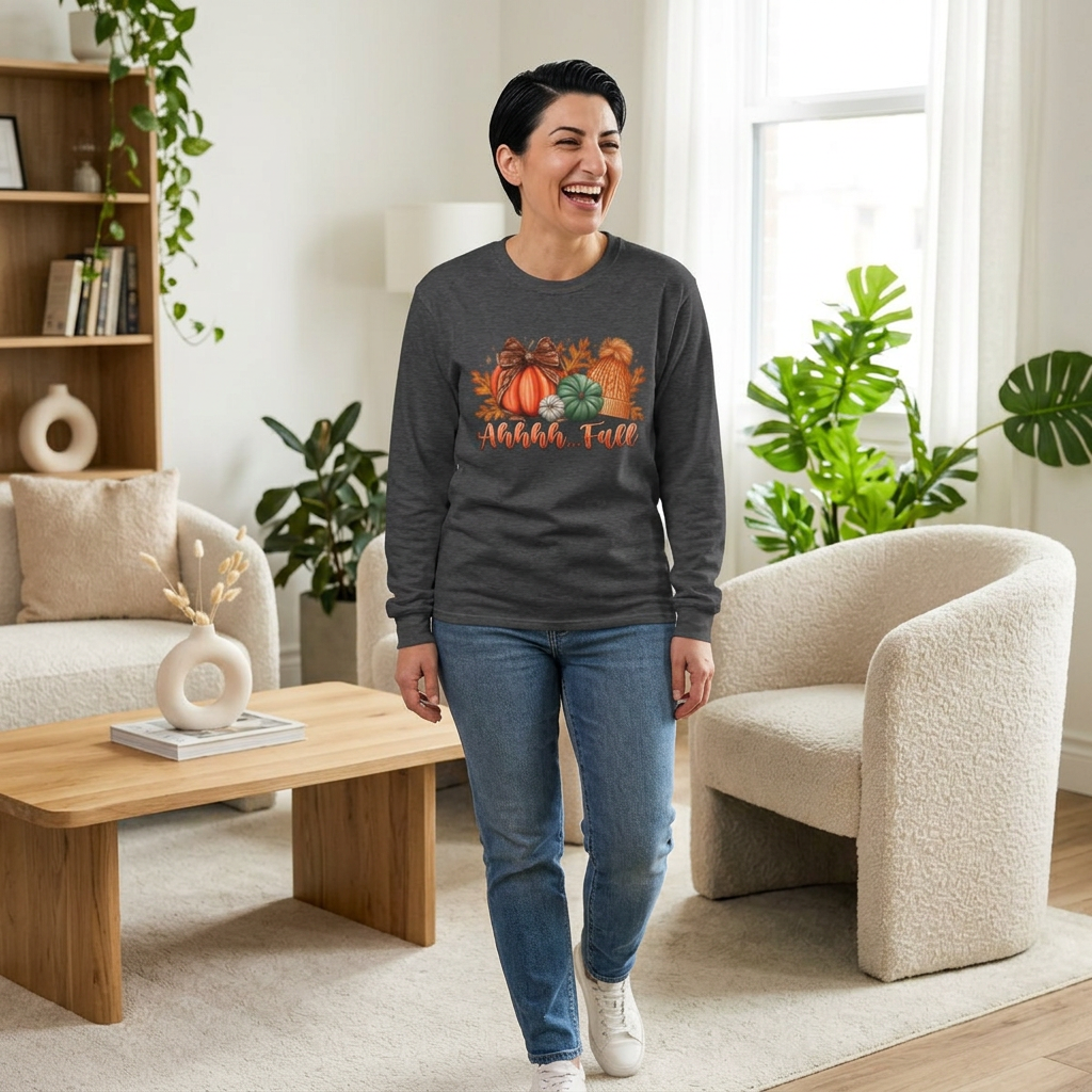 "Aahh... Fall" Fall Pumpkins Cozy Autumn Long Sleeve Tee