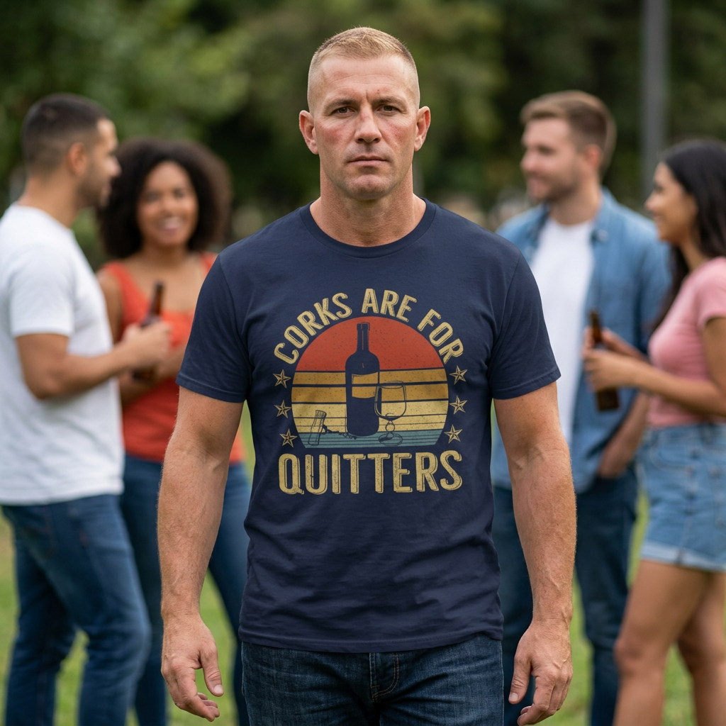 "Corks Are for Quitters" Vintage Wine Graphic Tee