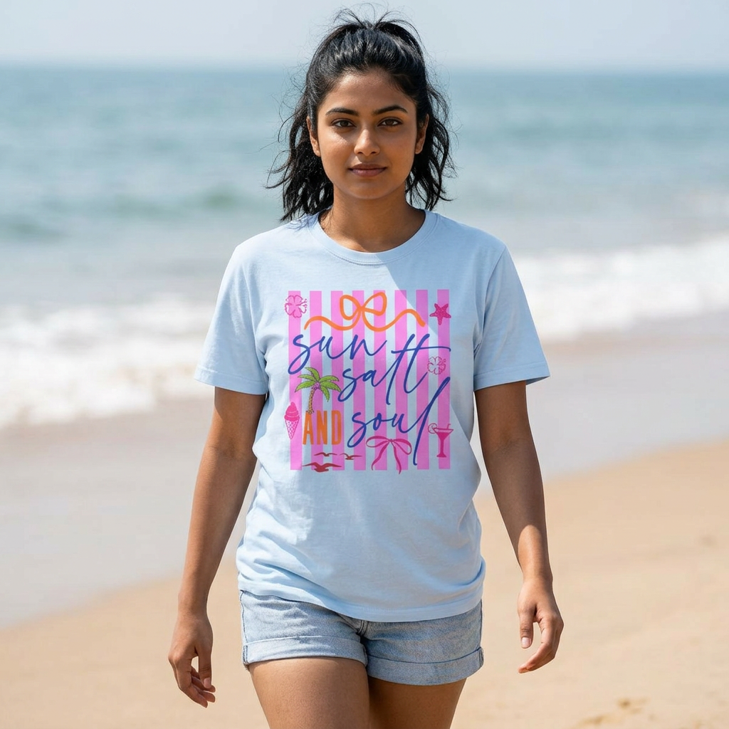 Sun, Salt & Sea Beachy Pink Striped Summer Tee