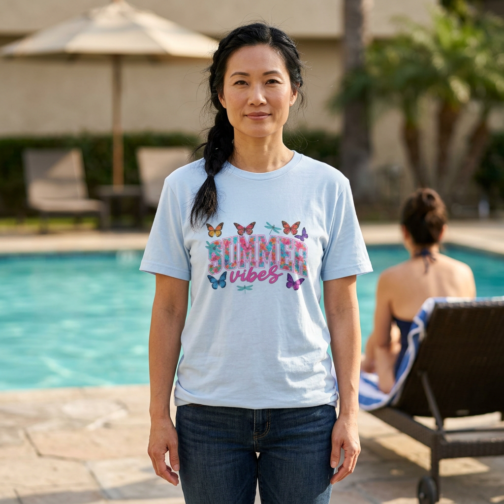 Summer Vibes Floral Butterfly Graphic Tee