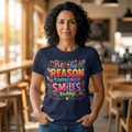 "Be the Reason Someone Smiles Today" Floral Positive Message Tee
