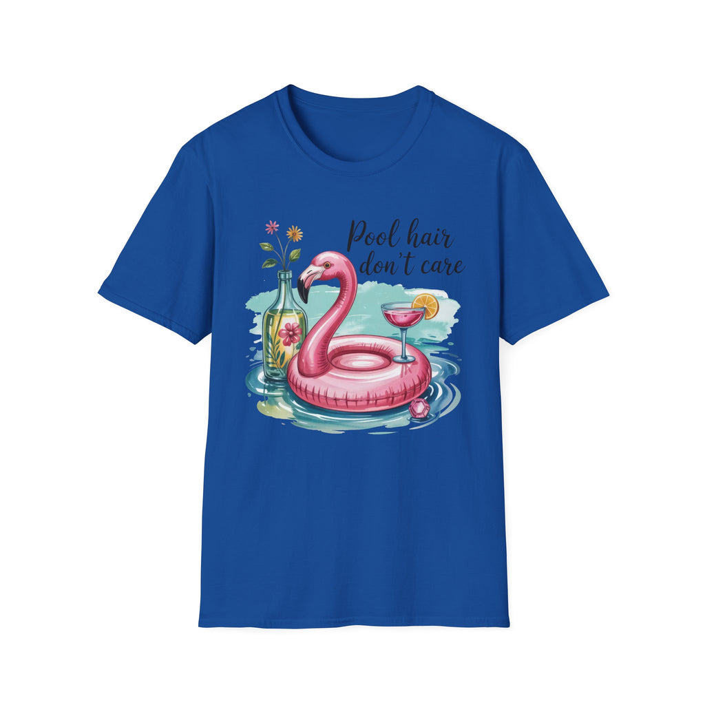 "Pool Hair Don't Care" Flamingo Pool Float Summer Tee