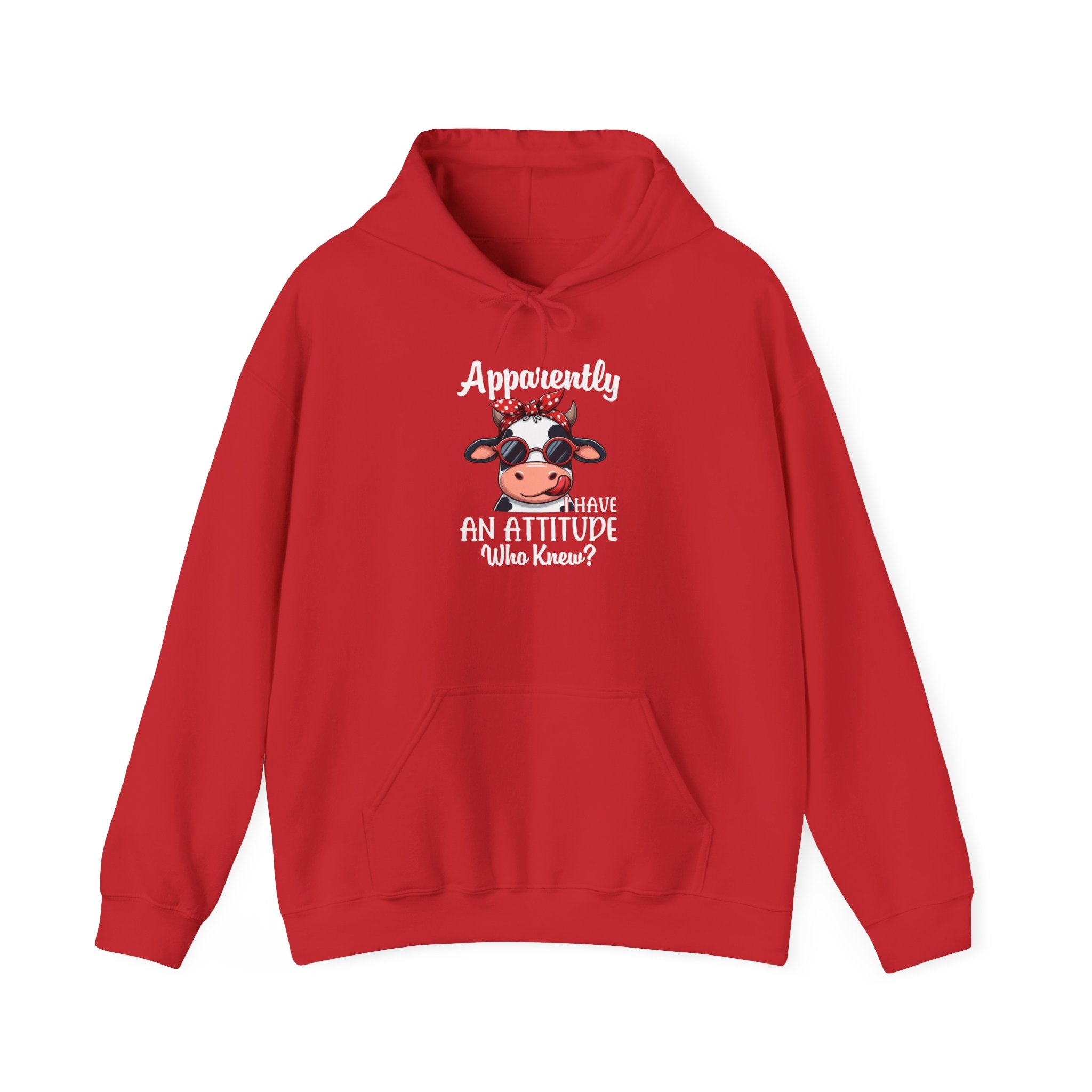 "Apparently I Have an Attitude Who Knew?" Funny Farm Animal Sweatshirt-Cow with Attitude Hoodie