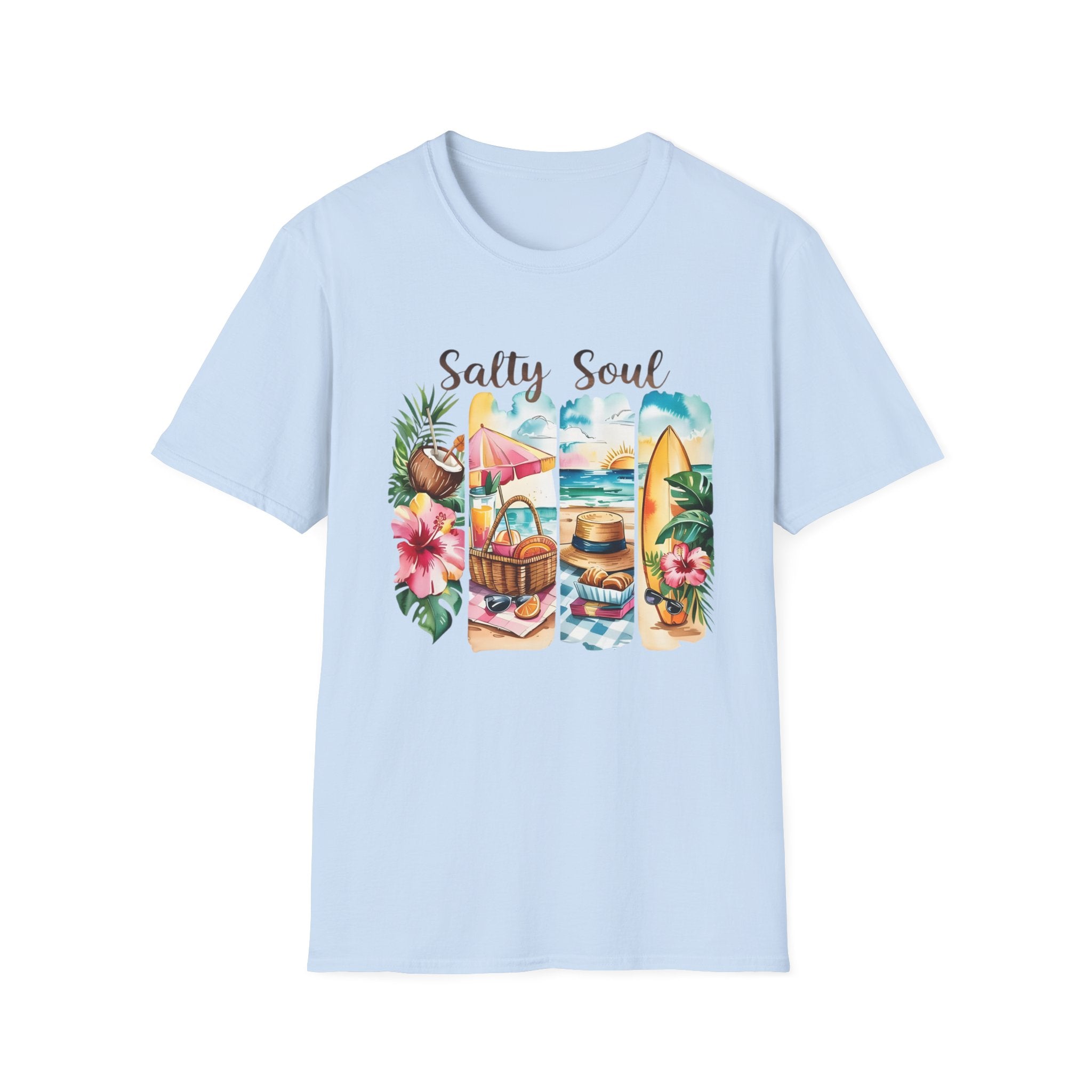 Salty Soul Beach Tropical Surf Graphic Tee
