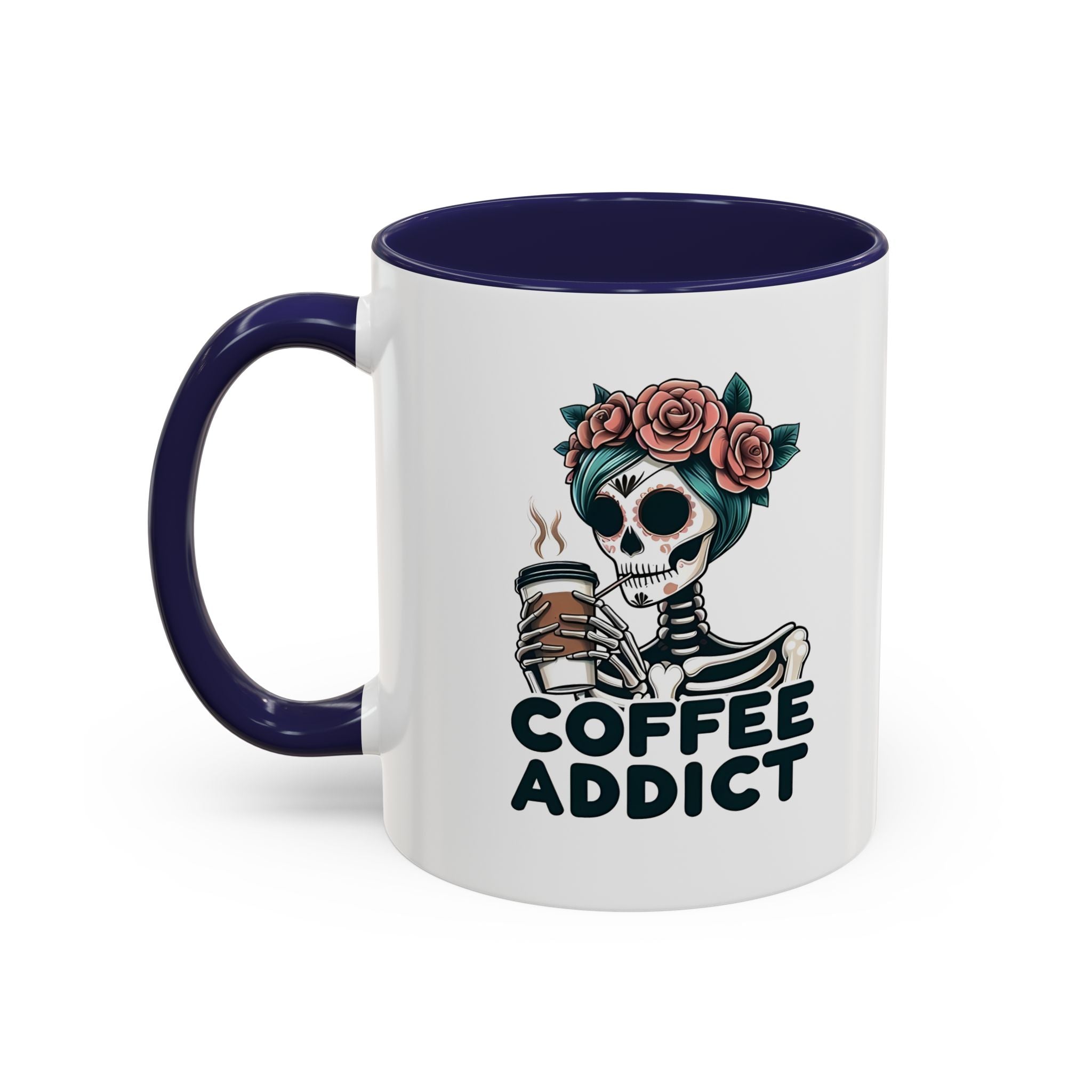 Coffee Addict Floral Accent Mug — 11/15oz Ceramic Coffee Lover Gift