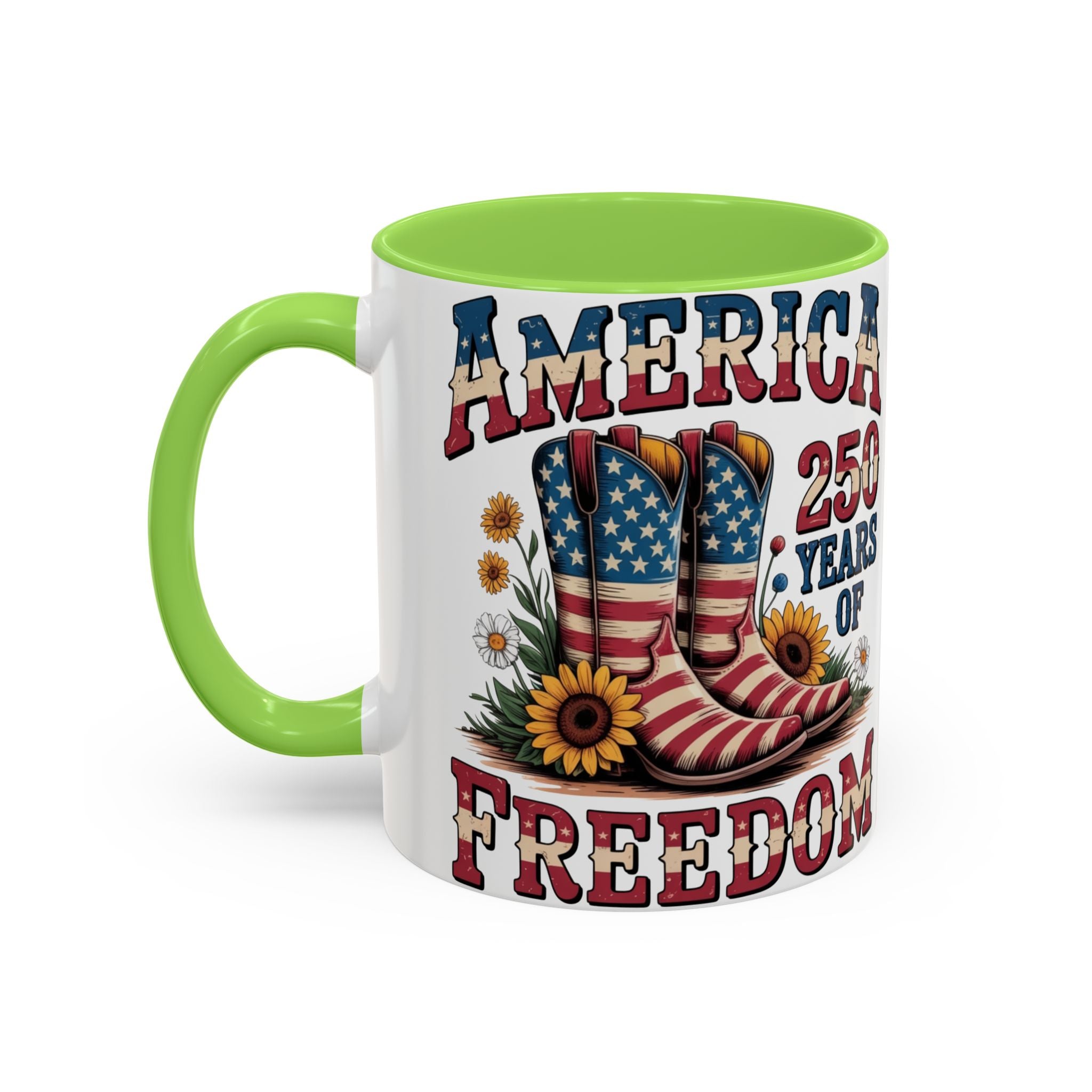 America 250 Years of Freedom Coffee Mug — Patriotic 11oz/15oz Ceramic Mug
