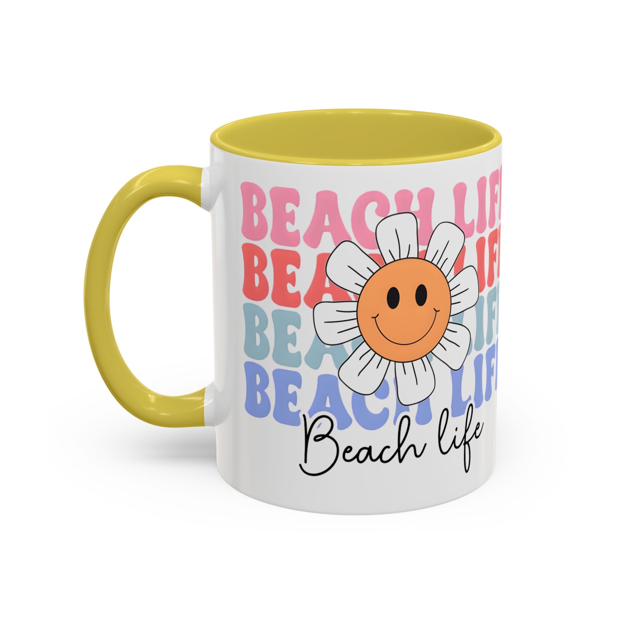 Retro Daisy "Life" Colorful Coffee Mug (11oz & 15oz)