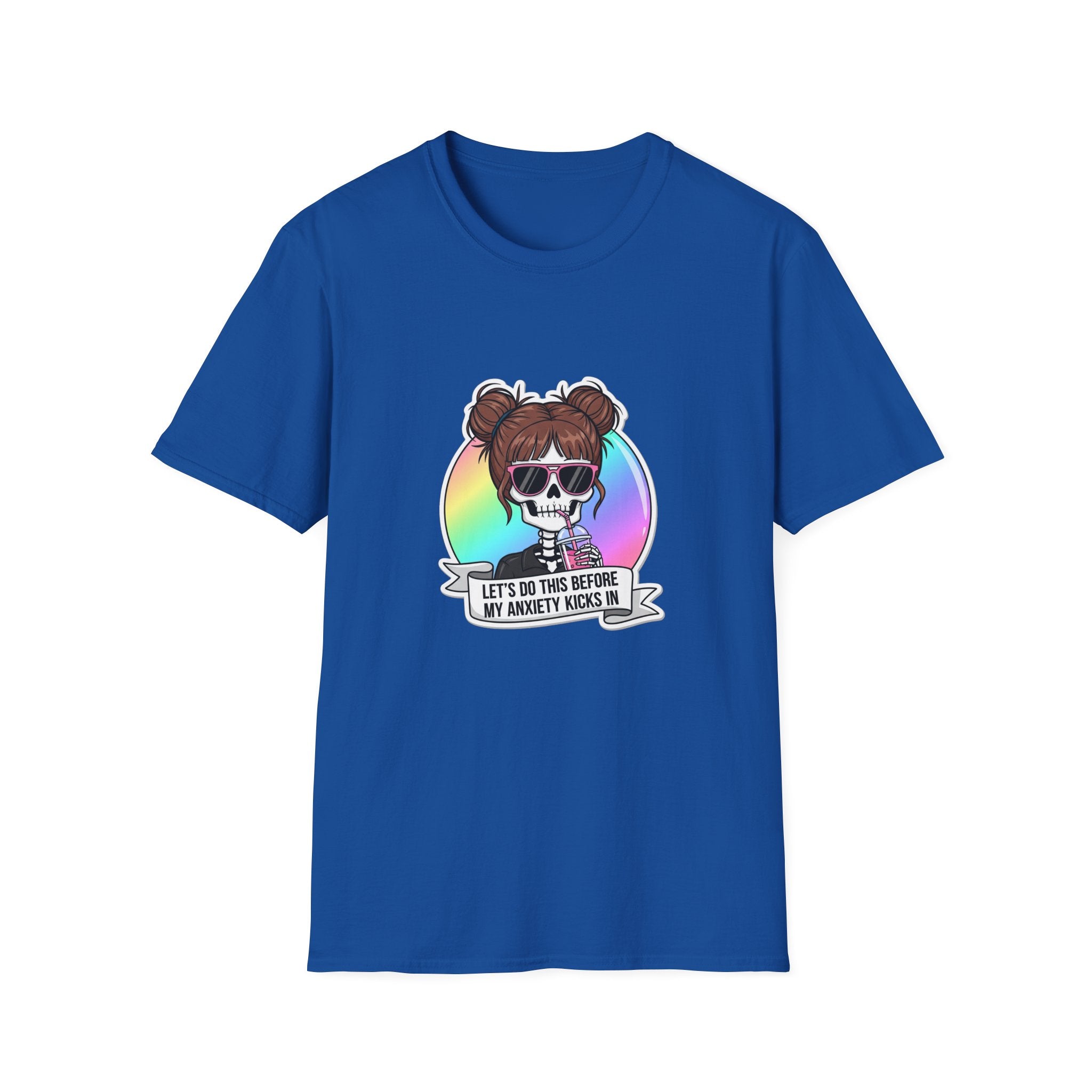 "Let's Do This Before My Anxiety Kicks In" Women's Skull Bun Graphic Tee