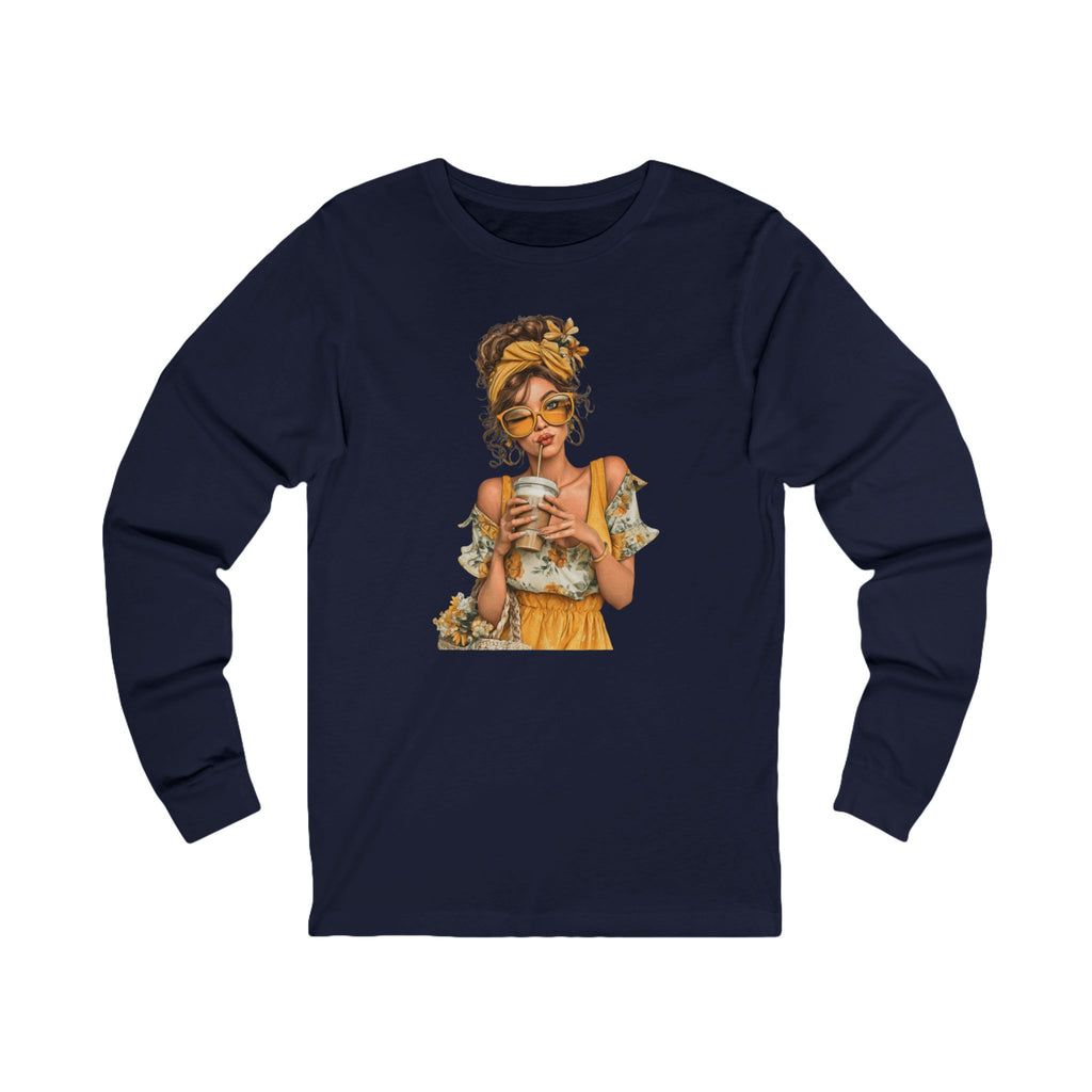Coffee & Sunshine Relaxed Boho Woman Graphic Long Sleeve Tee