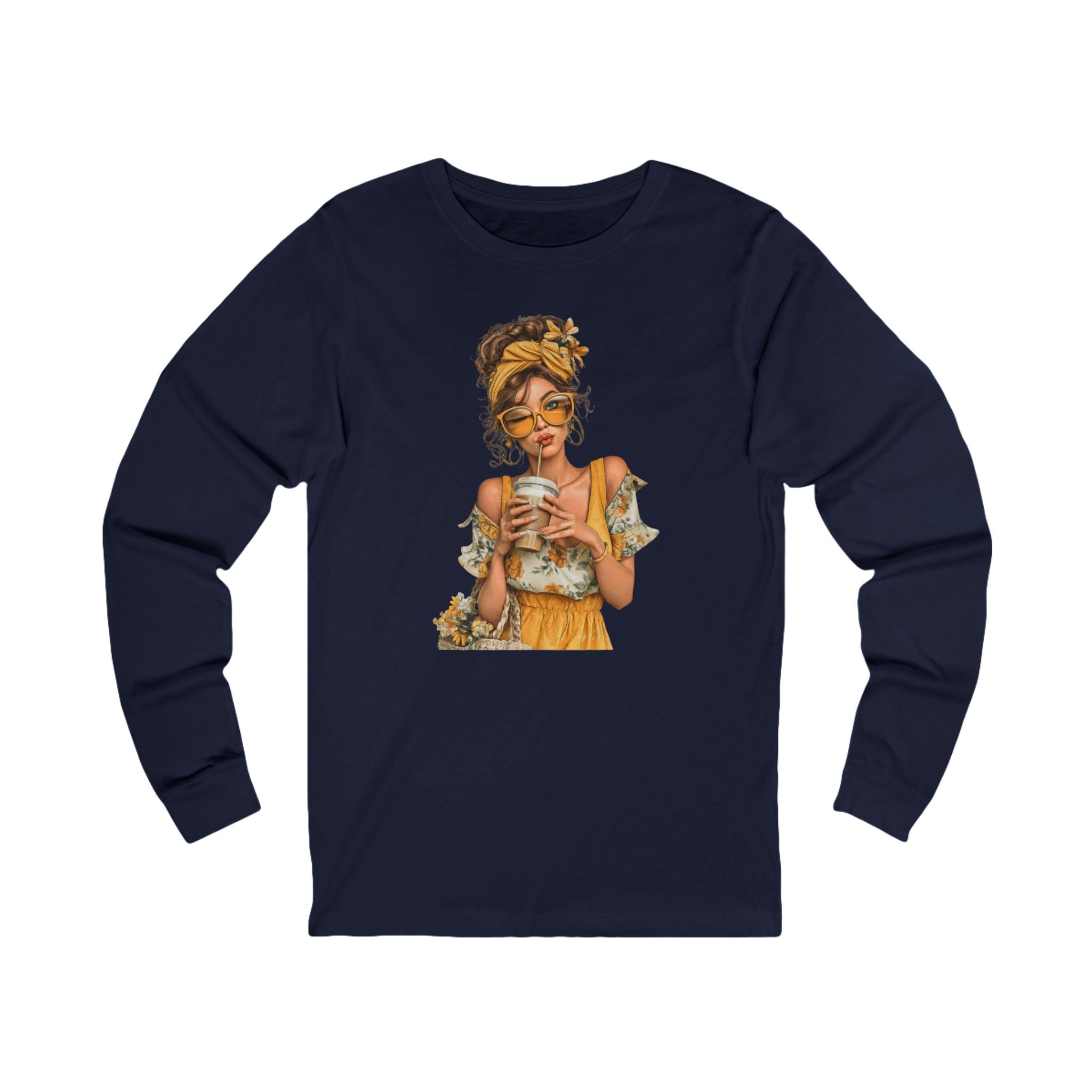 Coffee & Sunshine Relaxed Boho Woman Graphic Long Sleeve Tee
