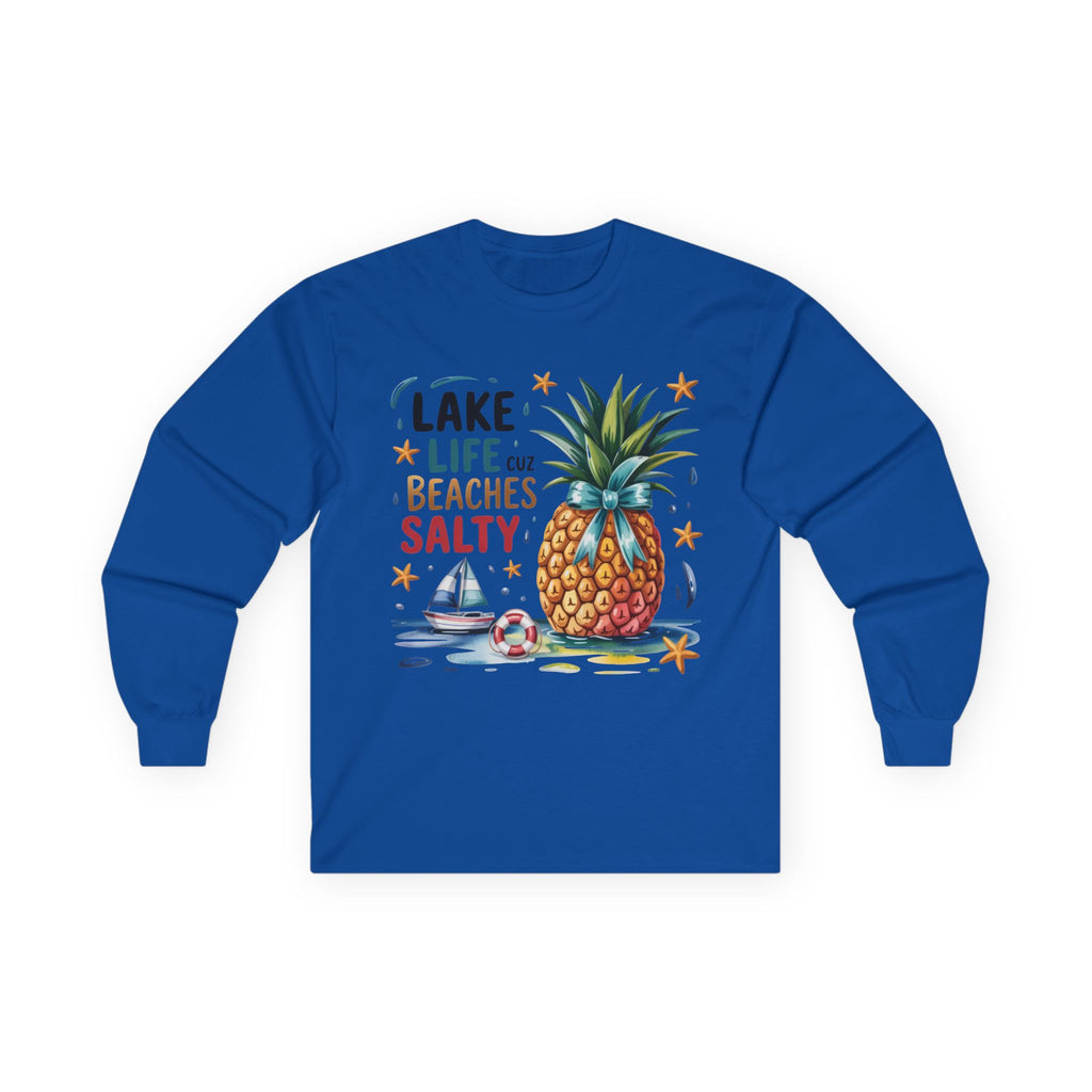 "Lake Life Cuz Beaches Salty" Pineapple Beach Graphic Long Sleeve Tee
