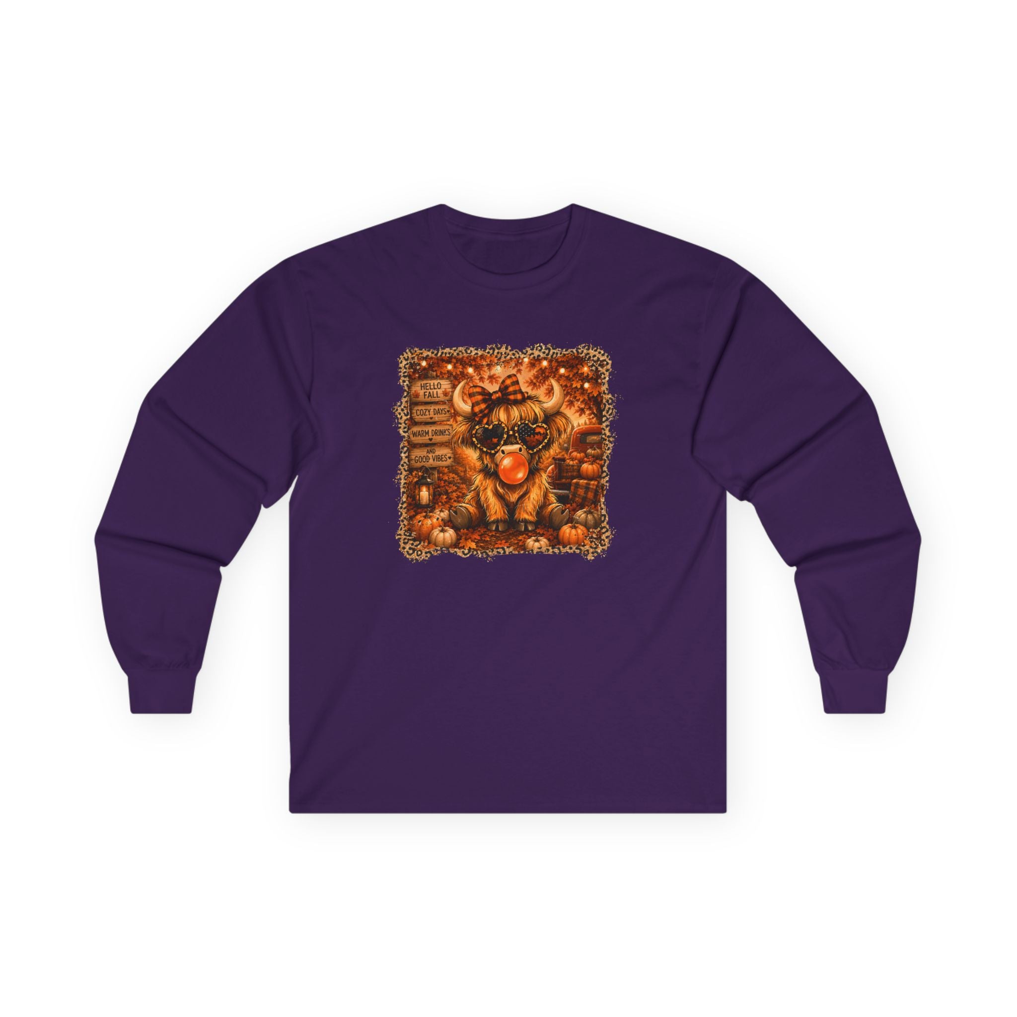 "Hello Fall" Cozy Cow Long Sleeve Tee