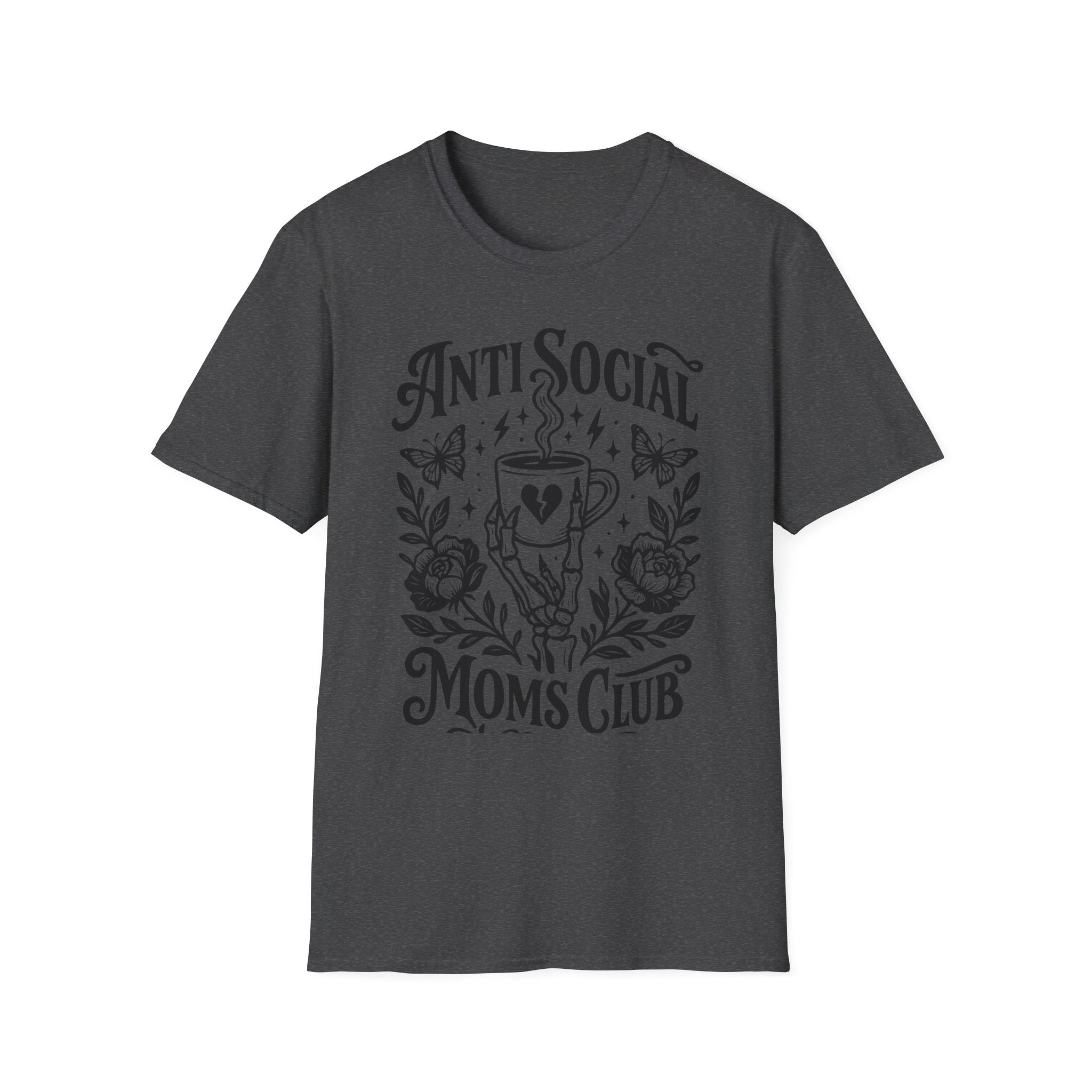 Anti Social Moms Club T-Shirt — Graphic Coffee & Floral Tee for Introverted Moms