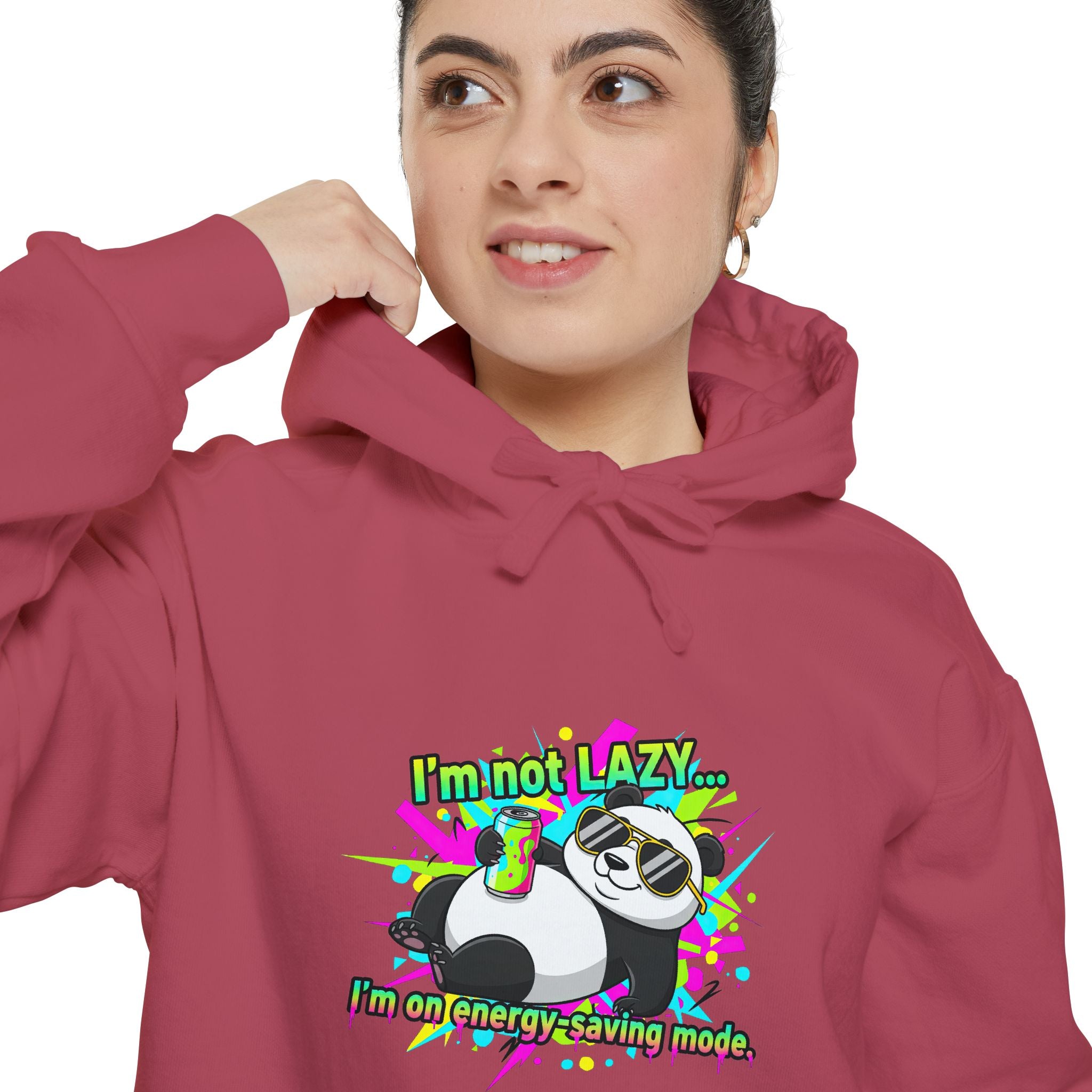 "I'm Not Lazy, I'm on Energy Saving Mode" Graphic Pullover-Panda Dance Hoodie