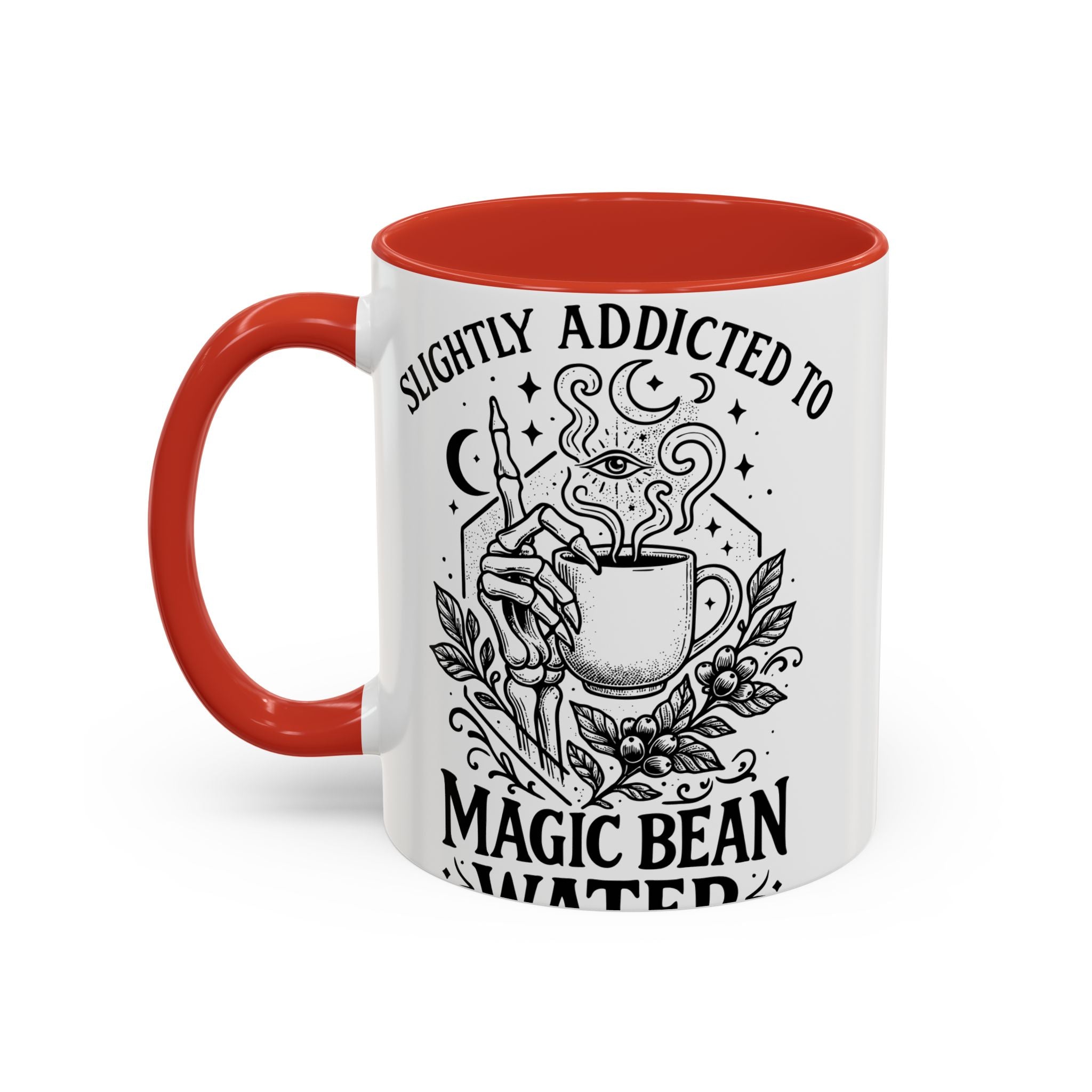 "Slightly Addicted to Magic Bean Water" Floral Accent Coffee Mug – (11/15 oz)