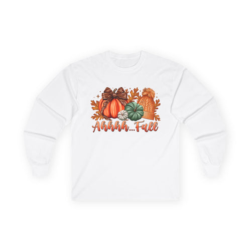 "Aahh... Fall" Fall Pumpkins Cozy Autumn Long Sleeve Tee
