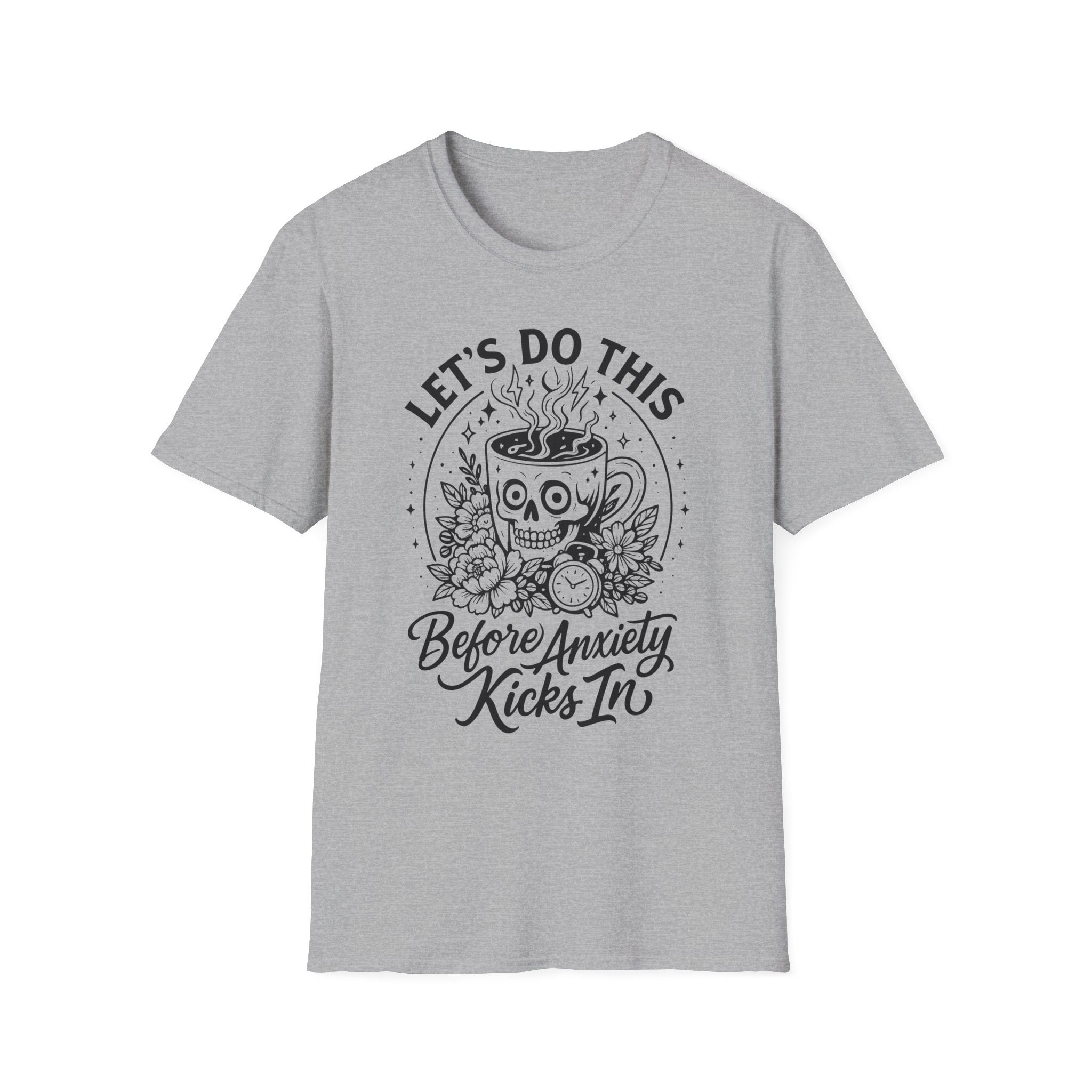 "Let's Do This Before Anxiety Kicks In" Coffee Graphic T-Shirt