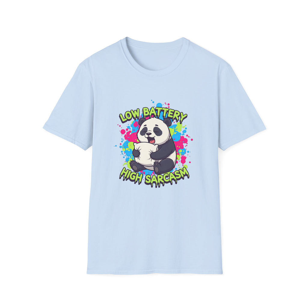 "Low Battery High Sarcasm" - Panda T-Shirt