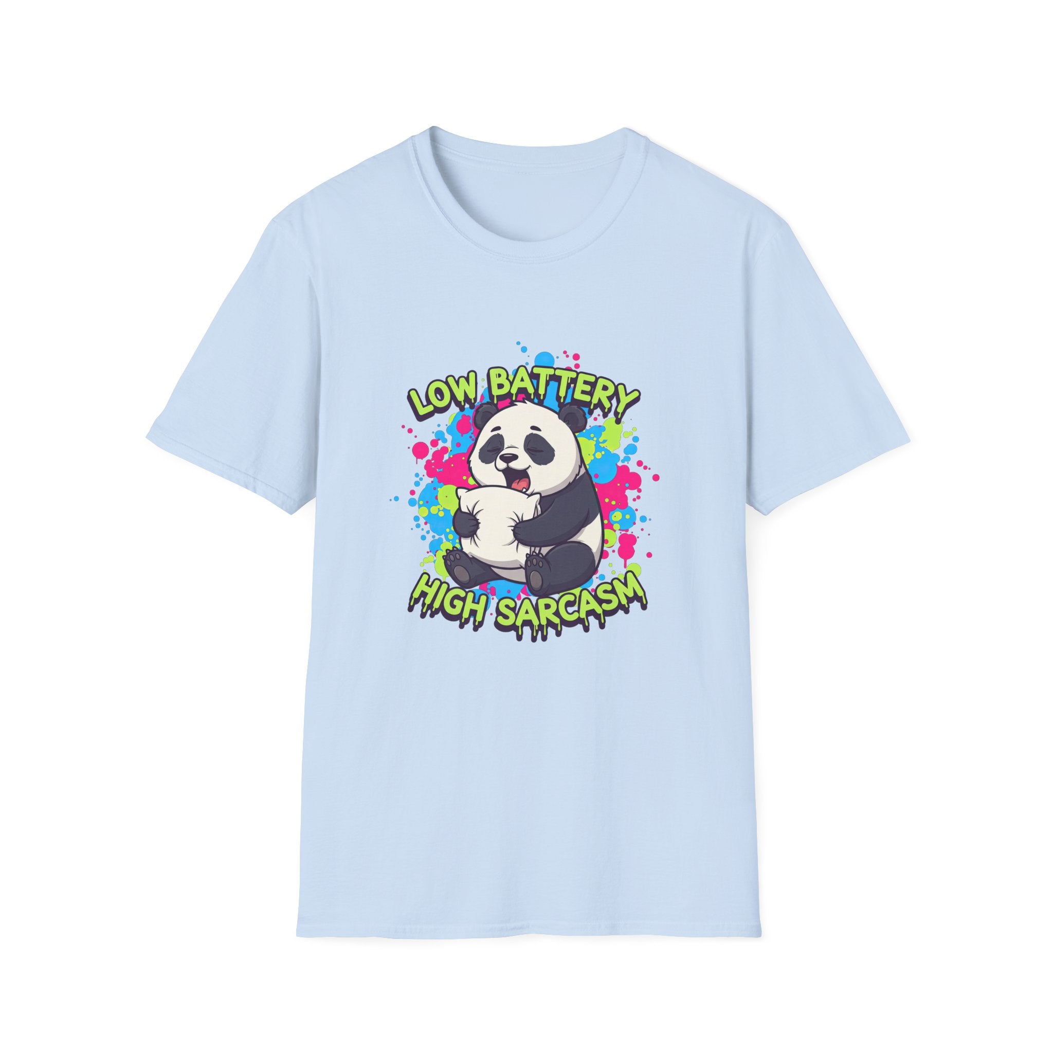 "Low Battery High Sarcasm" - Panda T-Shirt