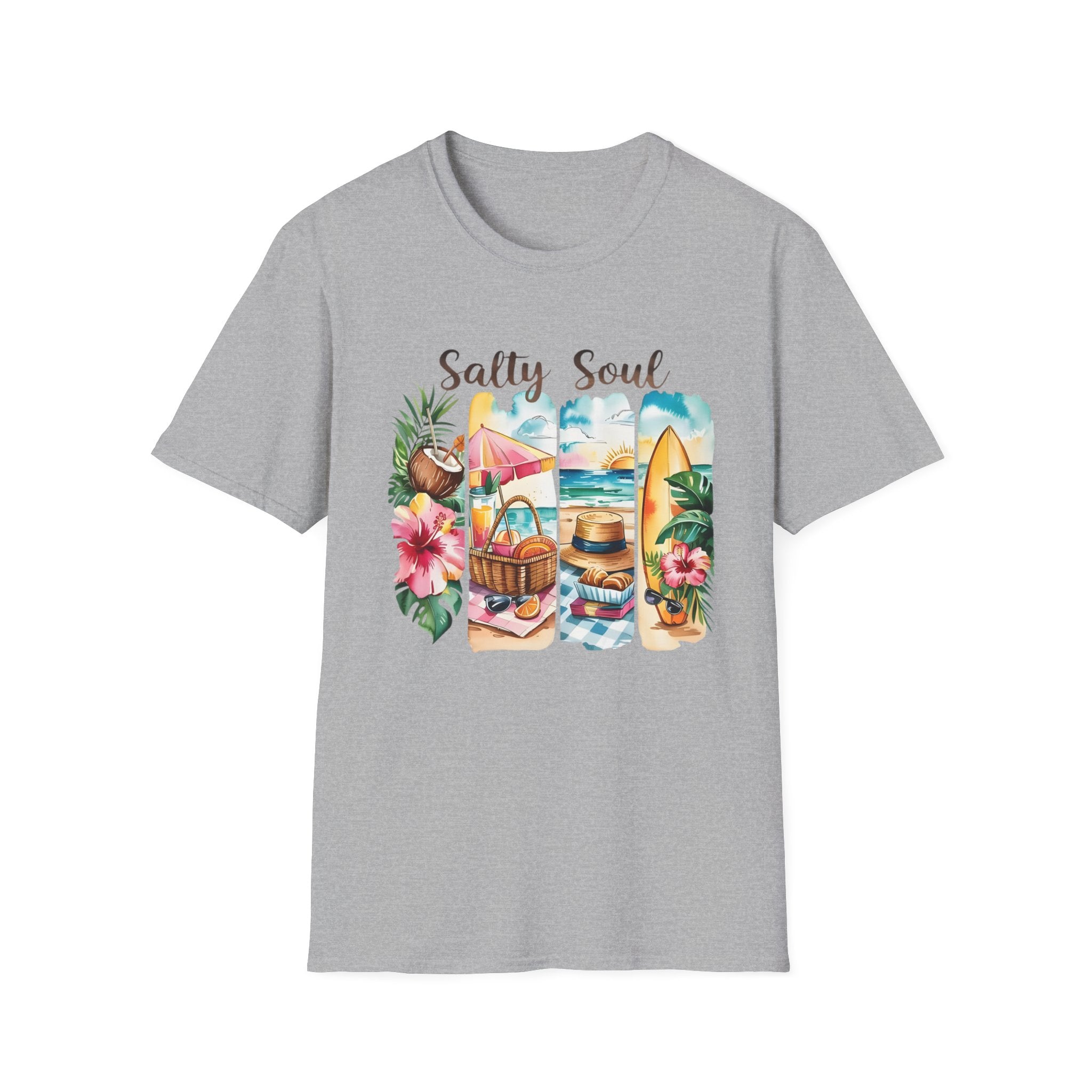 Salty Soul Beach Tropical Surf Graphic Tee