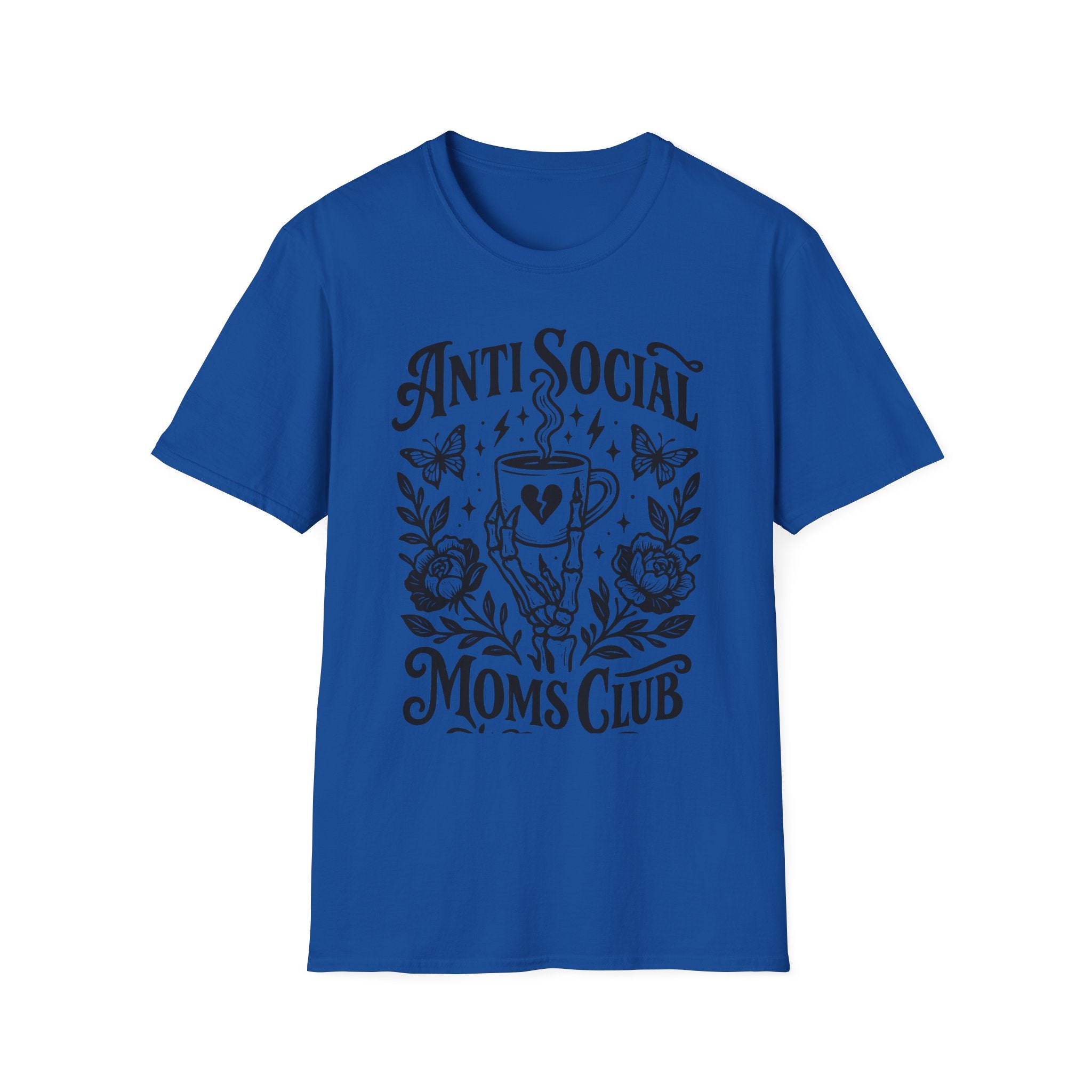 Anti Social Moms Club T-Shirt — Graphic Coffee & Floral Tee for Introverted Moms