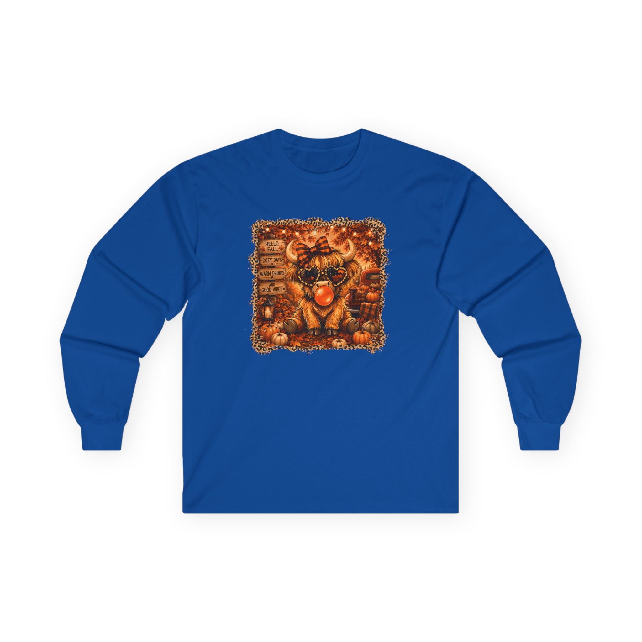 "Hello Fall" Cozy Cow Long Sleeve Tee
