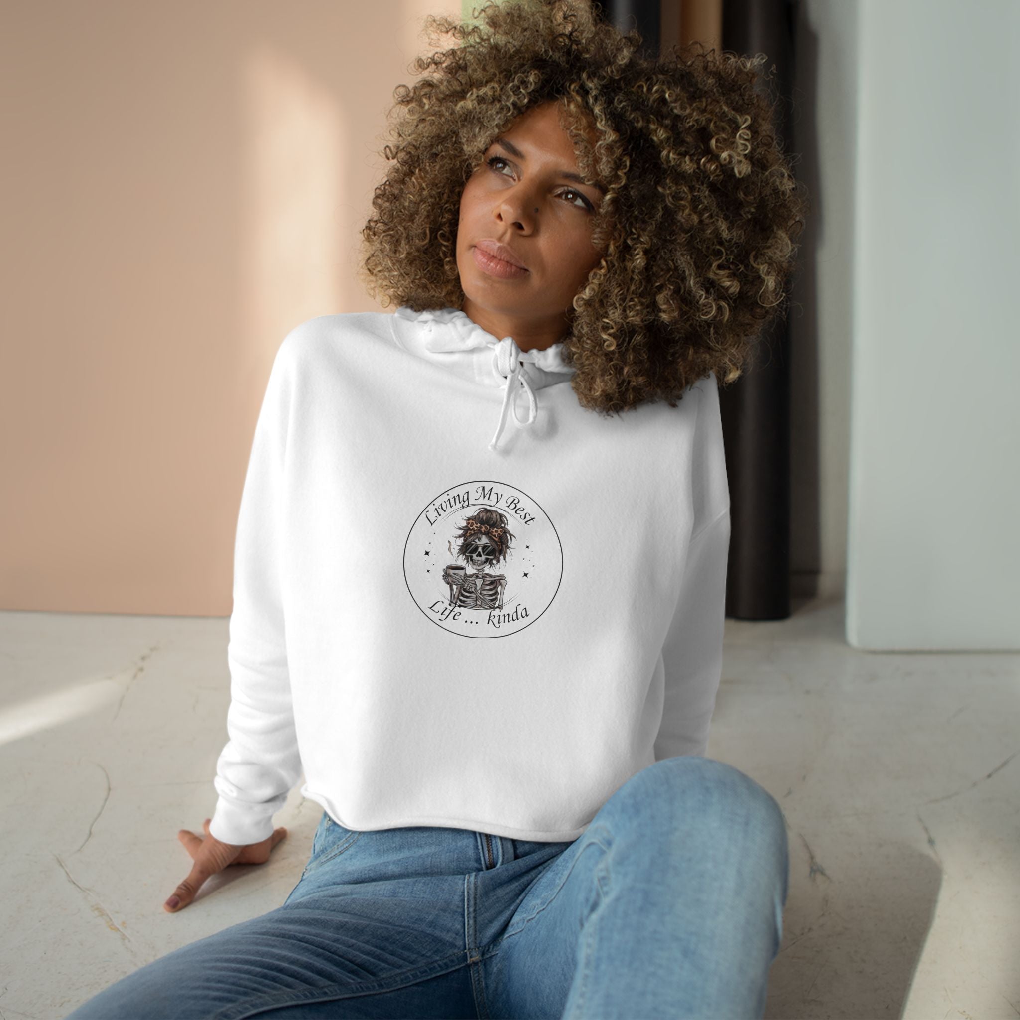 “Capture the Moment”-Vintage Camera Floral Graphic-Cropped Hoodie