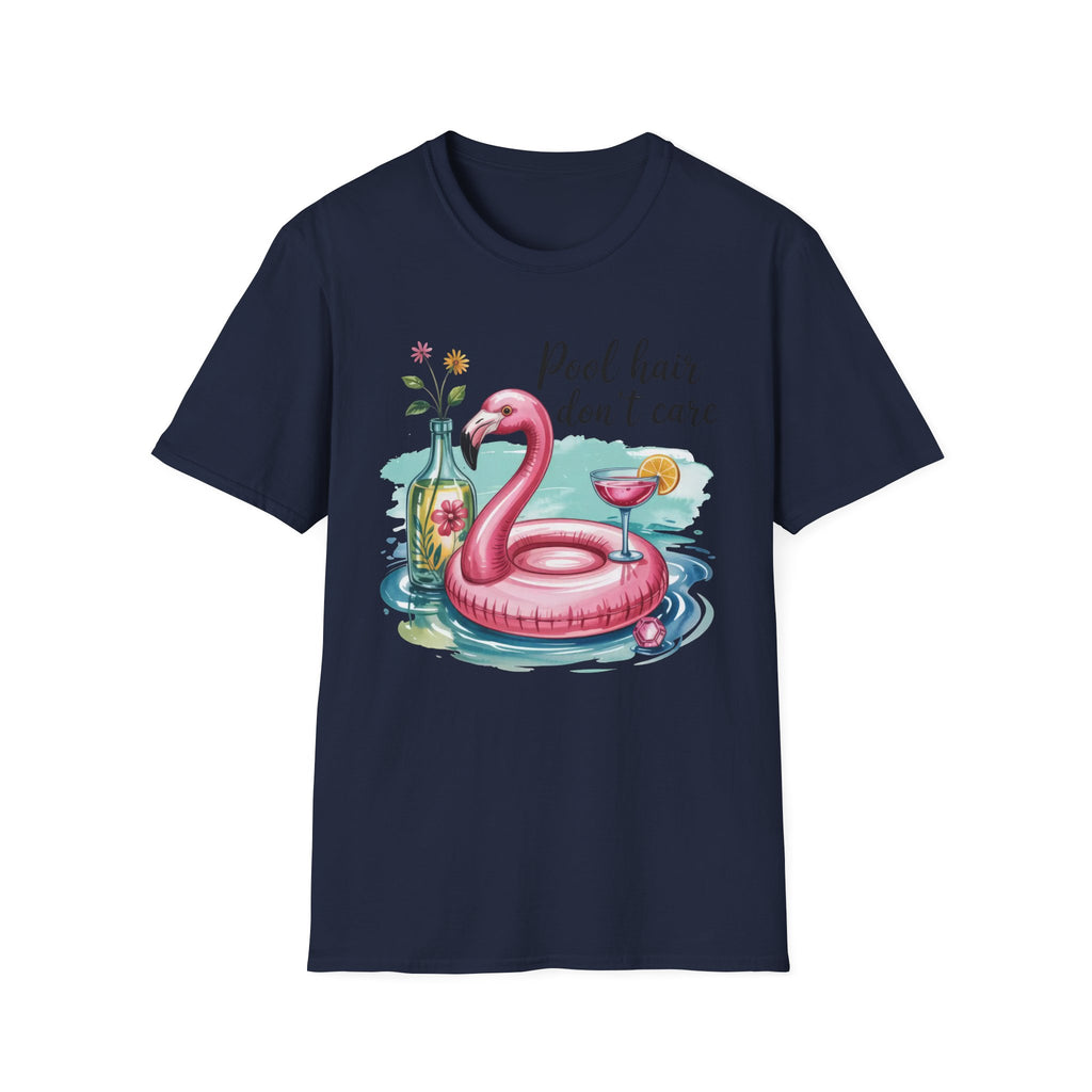 "Pool Hair Don't Care" Flamingo Pool Float Summer Tee